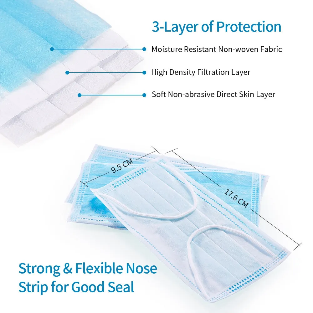 10PCS Disposable Face Masks Elastic Earloop Dustproof Anti-bacteria Spit Splash Protection for Health Care