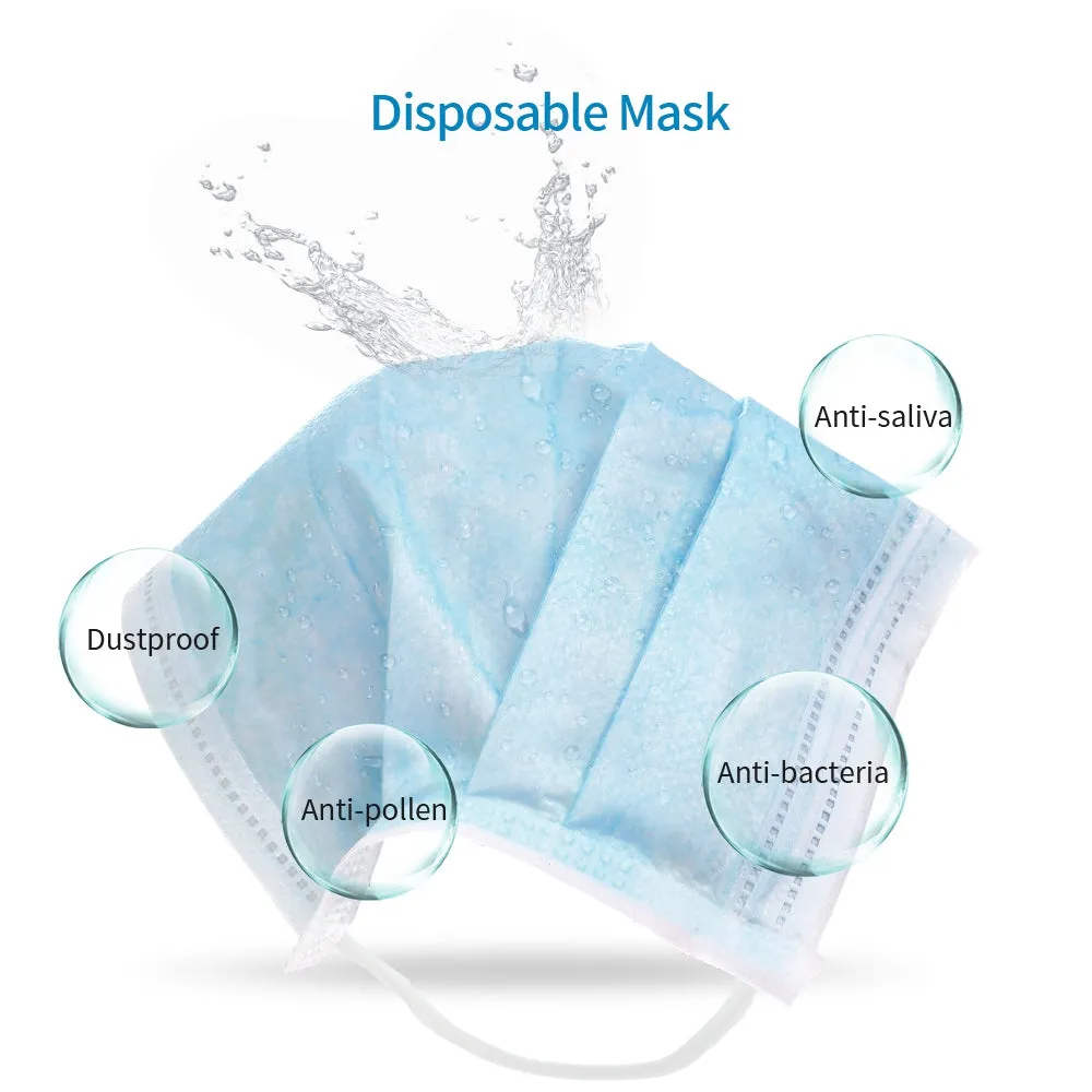 10PCS Disposable Face Masks Elastic Earloop Dustproof Anti-bacteria Spit Splash Protection for Health Care