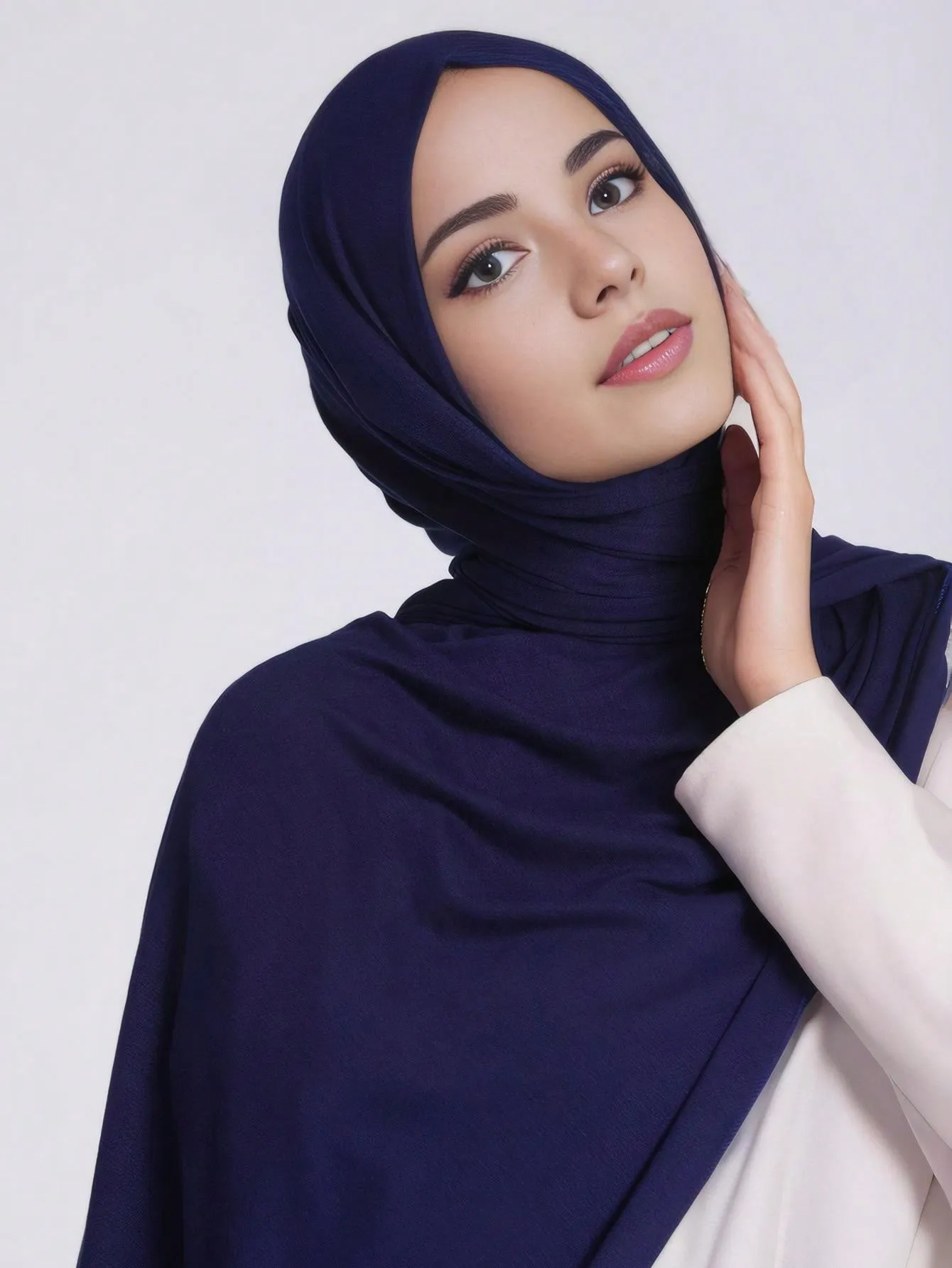 1pc Soft Solid Color Hijab With Silky & Texture, Arab Style Knitted Headscarf