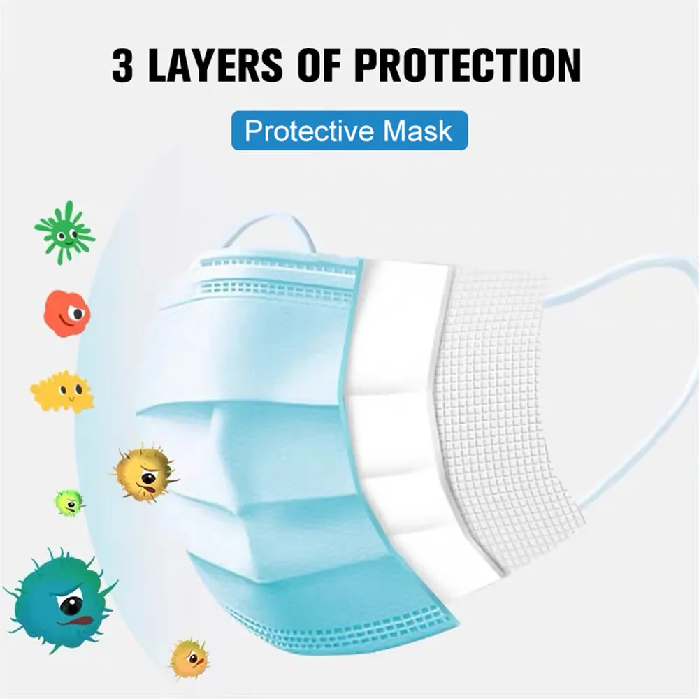 200PCS wholesale disposable 3 layer protective medical mask dustproof mask antibacterial anti flu mask care