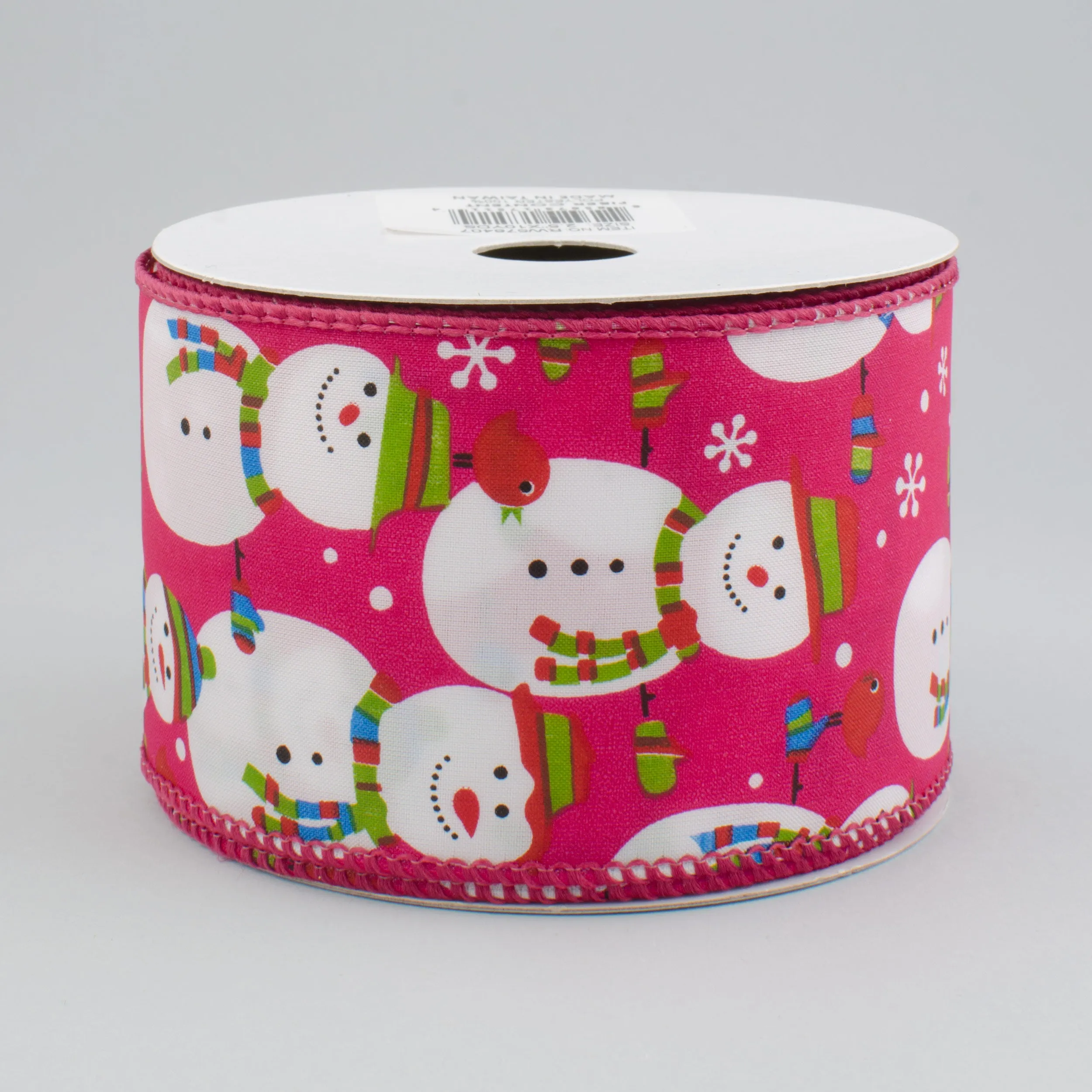 2.5" Snowman Ribbon: Hot Pink (10 Yards)