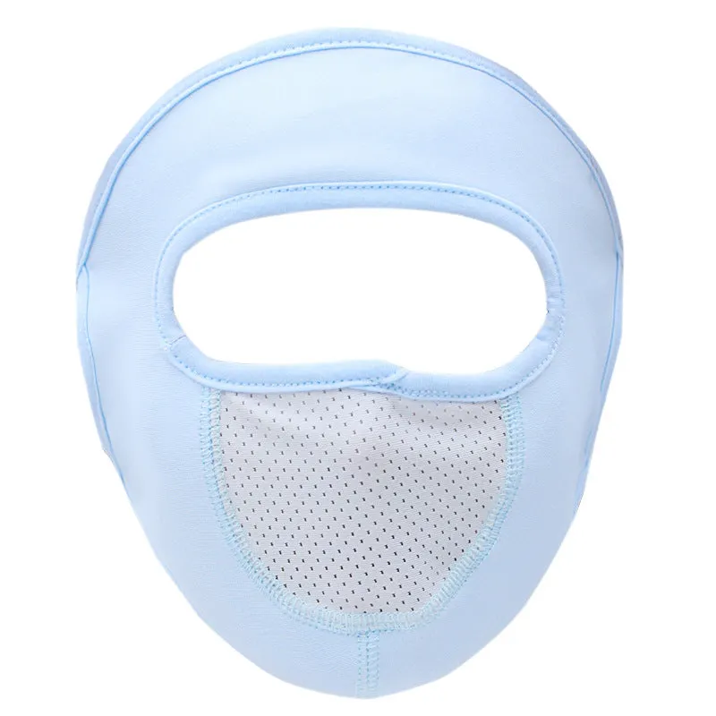 2PCs Ear-Mounted Sunscreen Mask Cover Full Face Summer Breathable Ice Silk Face Mask