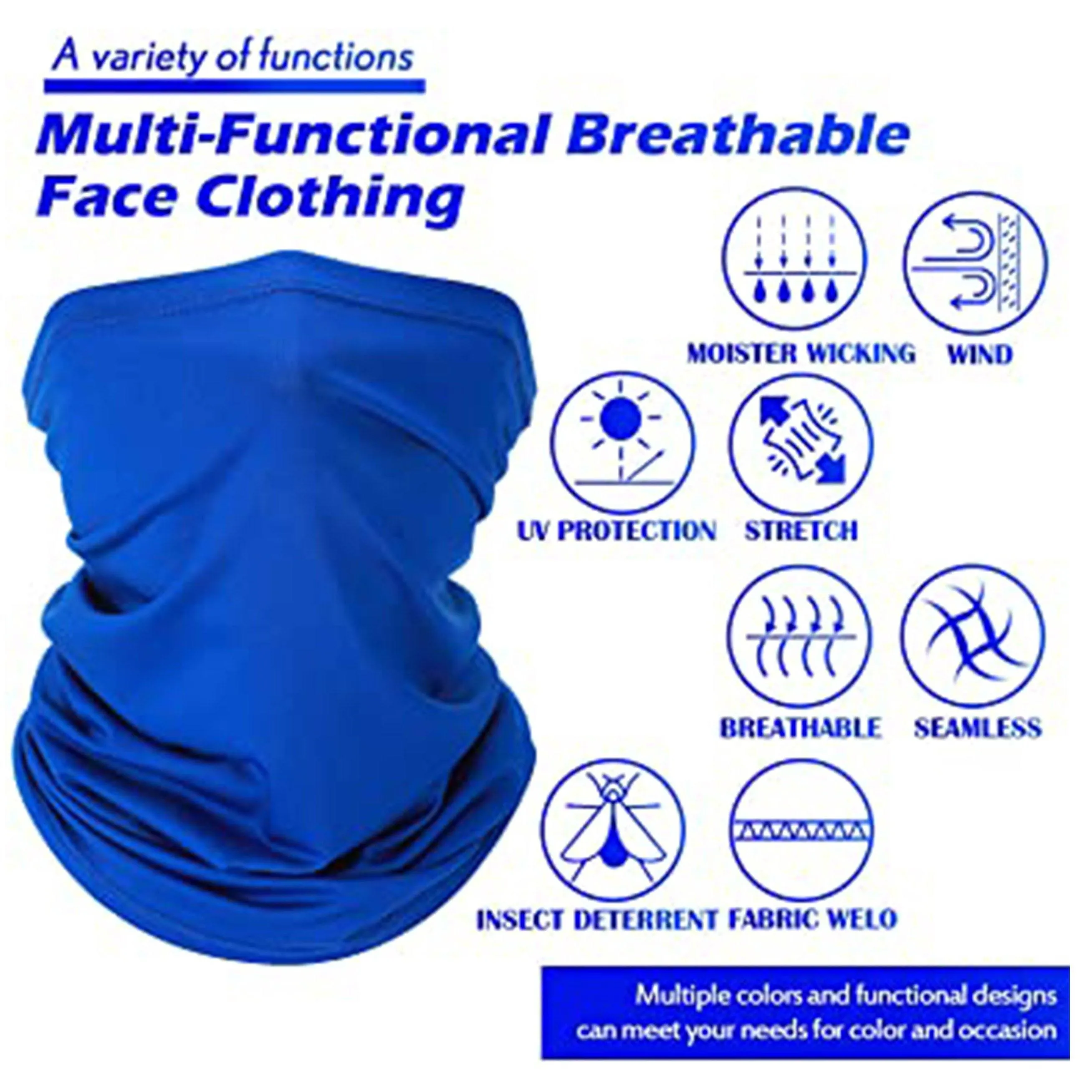 5-Pack: Unisex Moisture Wicking Gaiter Face Neck Scarf Bandanna