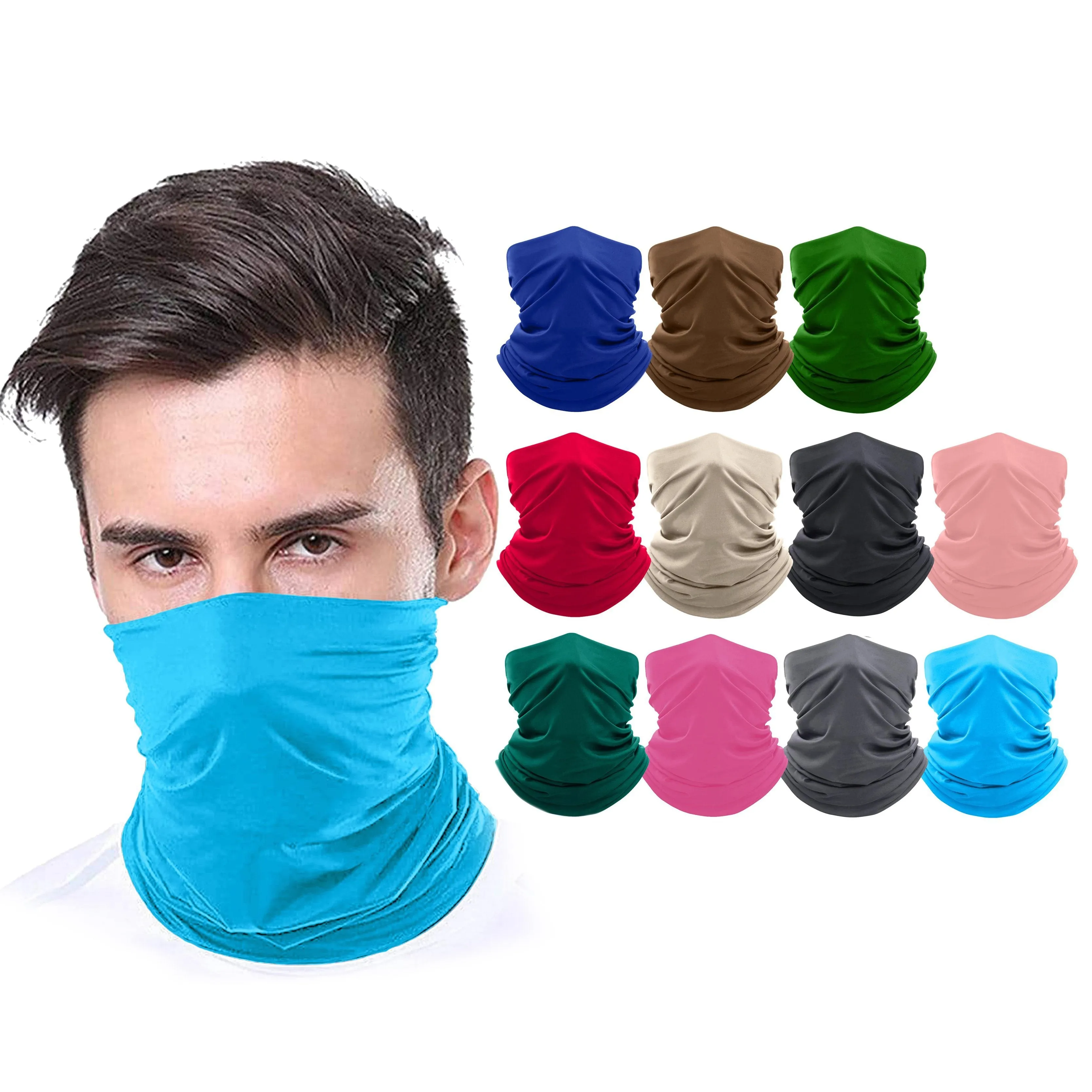 5-Pack: Unisex Moisture Wicking Gaiter Face Neck Scarf Bandanna