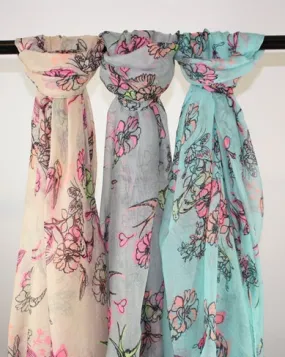 Assorted Neon Swallow & Flower Scarves