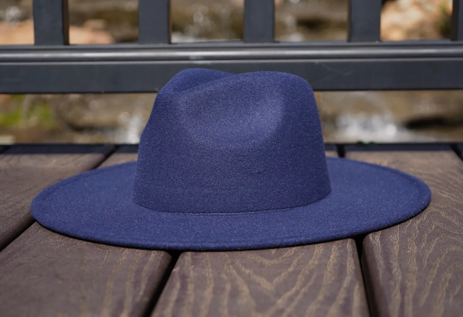 Atlanta Wide Brim Fedora - Navy Blue