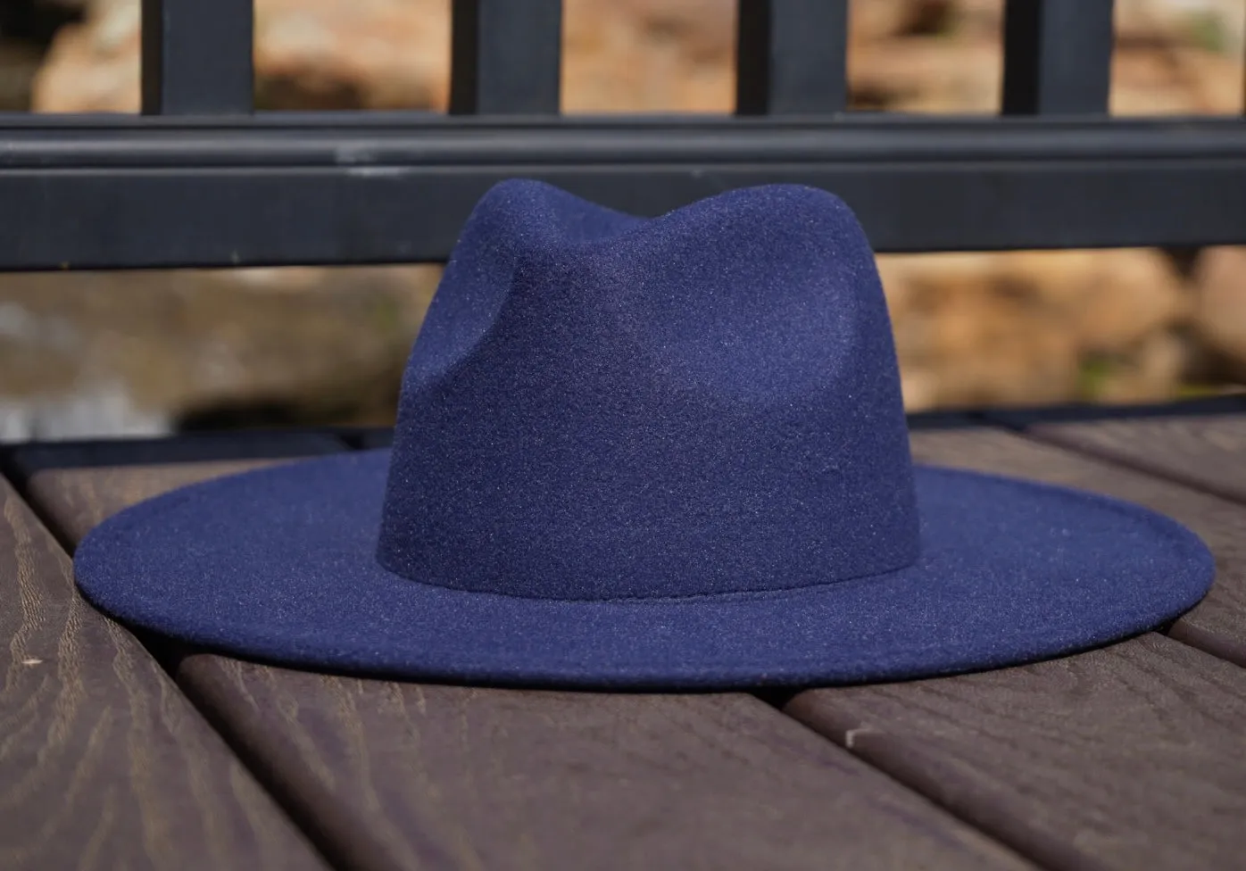 Atlanta Wide Brim Fedora - Navy Blue