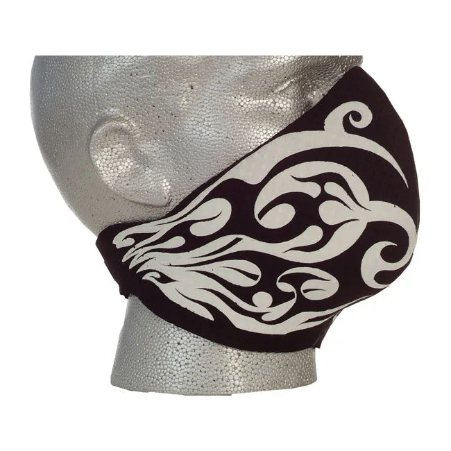 Bandero Biker Ladies Face Mask Tribal Flames White