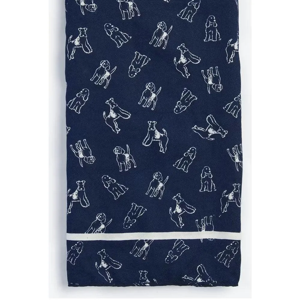 Barbour Sketch Dog Print Scarf In Navy/Cloud