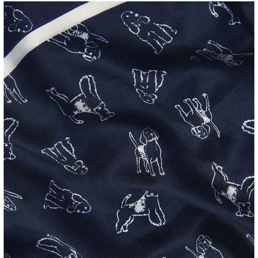 Barbour Sketch Dog Print Scarf In Navy/Cloud