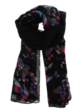 Black Butterfly Ends/ Plain Middle Scarves