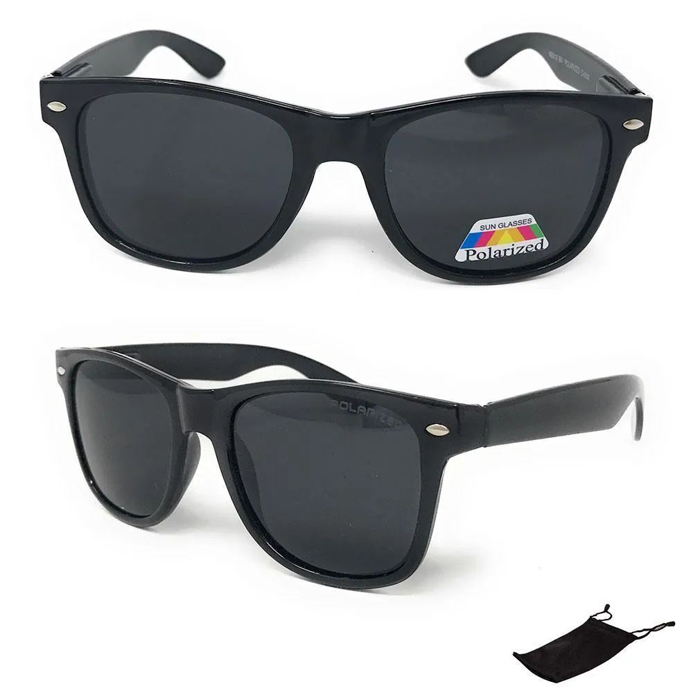 Classic Way Black Polarized Sunglasses with Pouch Great for Summer Unisex