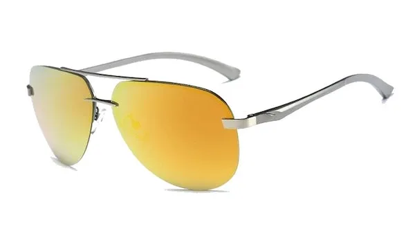 Classy Men Rimless Orange Aviator Sunglasses