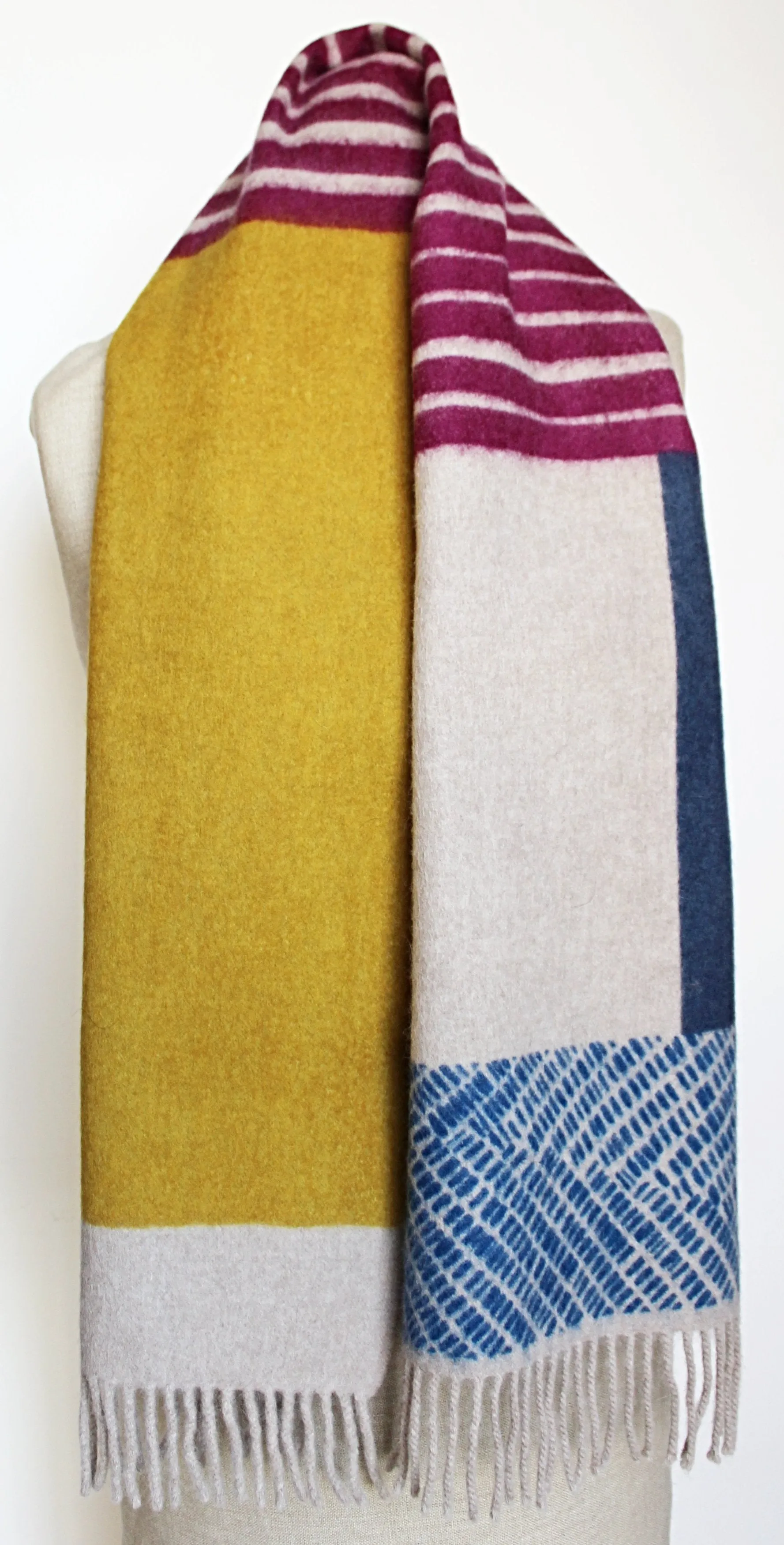 Colour Block hand printed Angora Wool scarf - Staffa 11 menswear