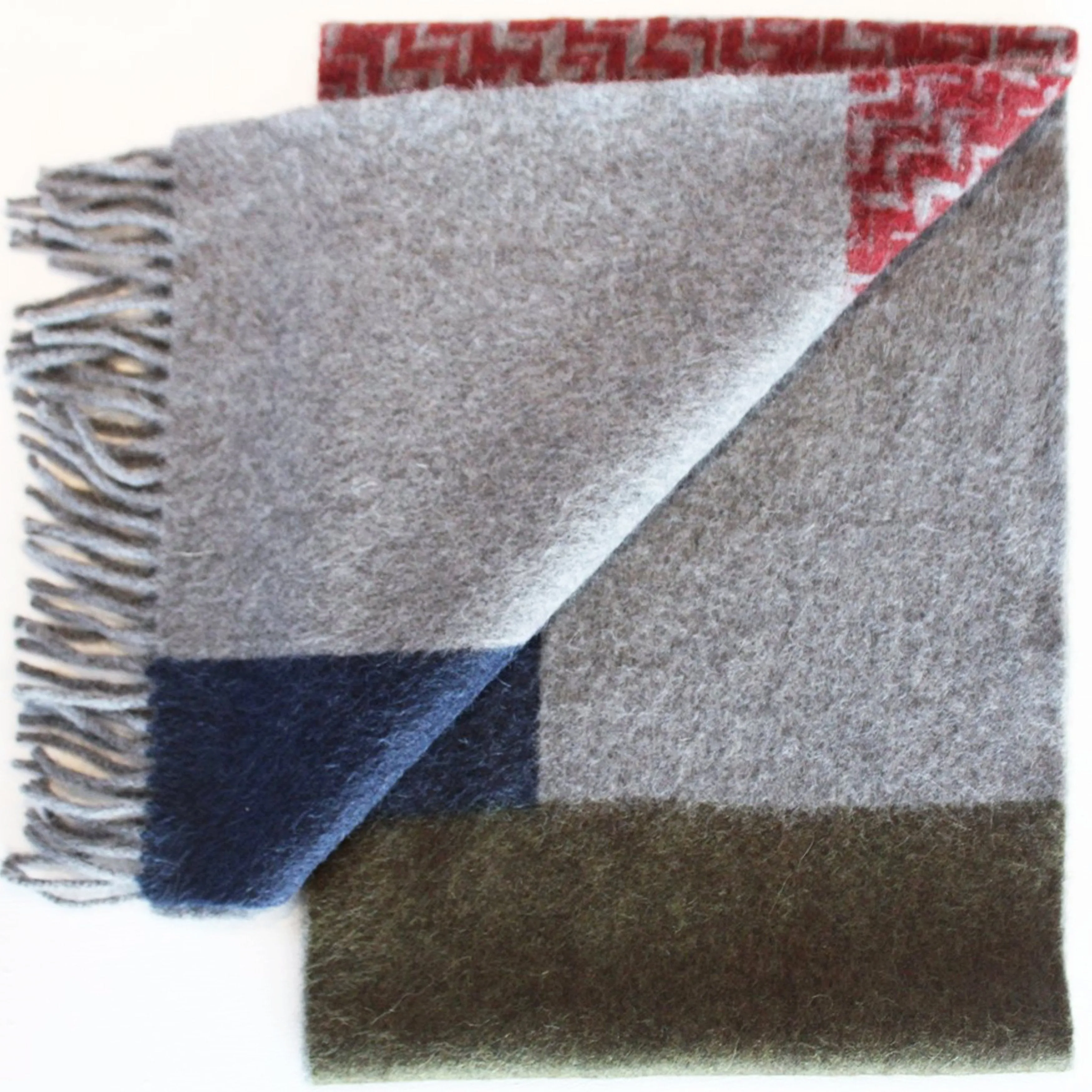 Colour Block hand printed Angora Wool scarf - Staffa 2 Womanswear and Menswear