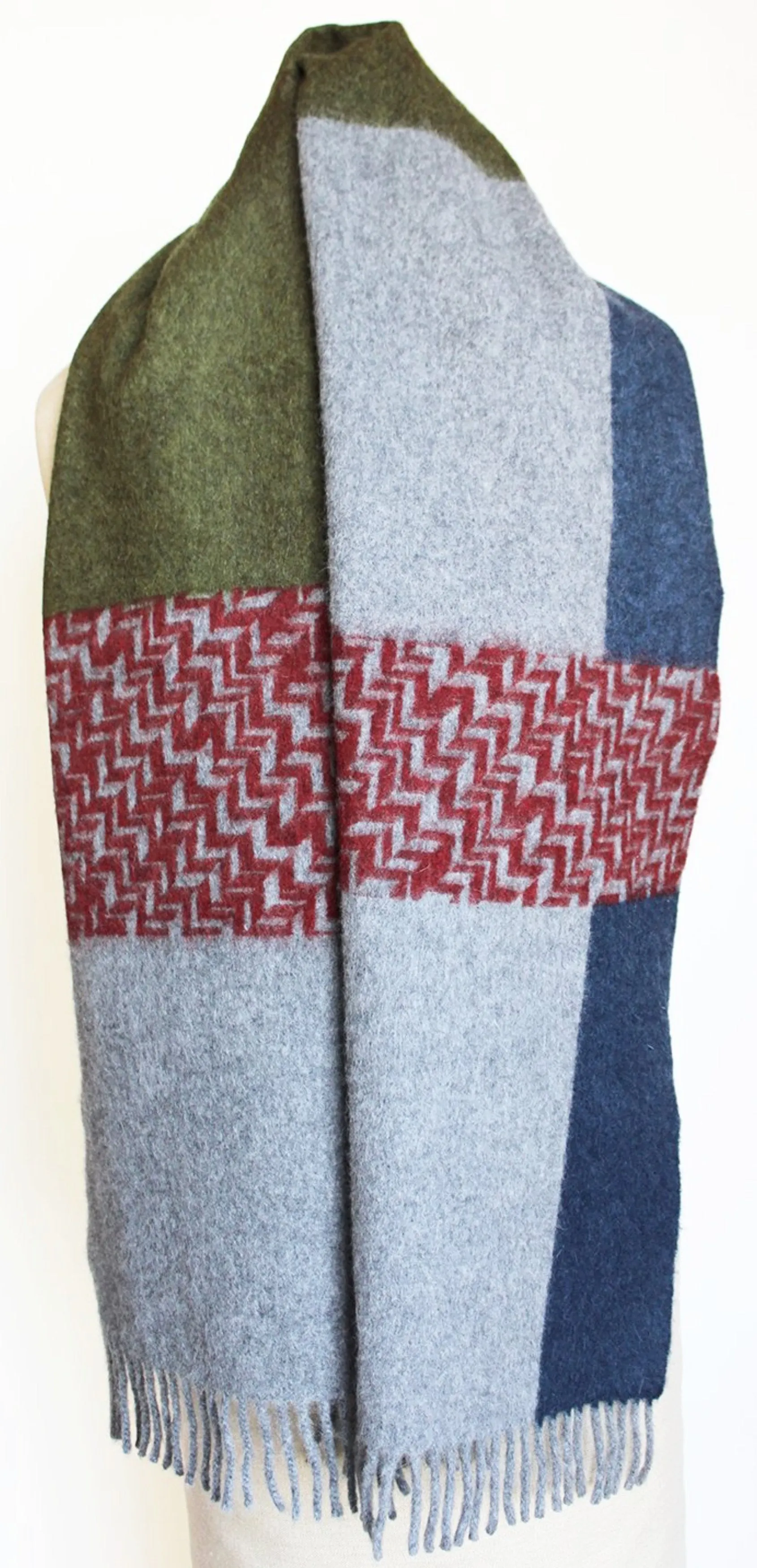 Colour Block hand printed Angora Wool scarf - Staffa 2 Womanswear and Menswear