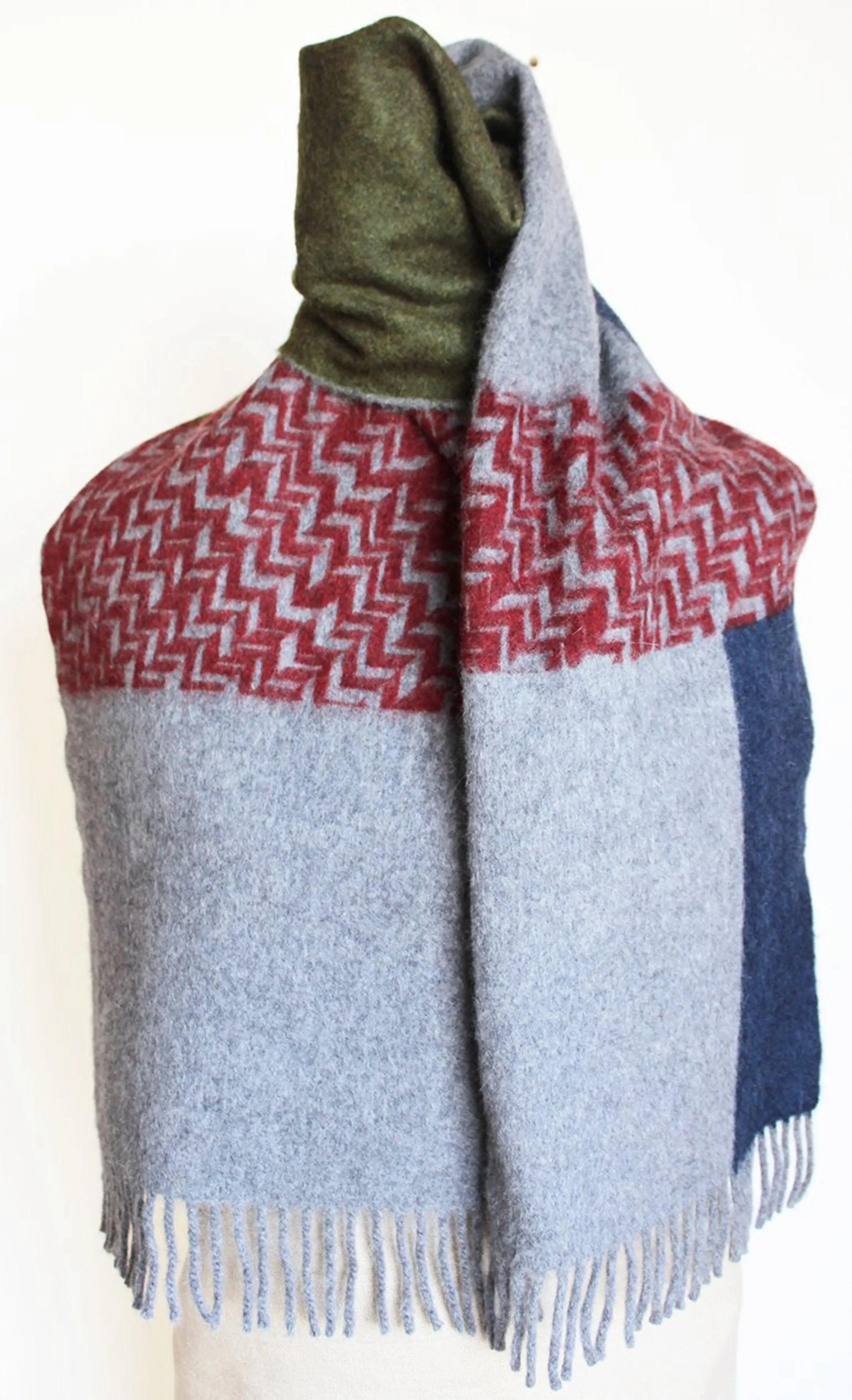 Colour Block hand printed Angora Wool scarf - Staffa 2 Womanswear and Menswear