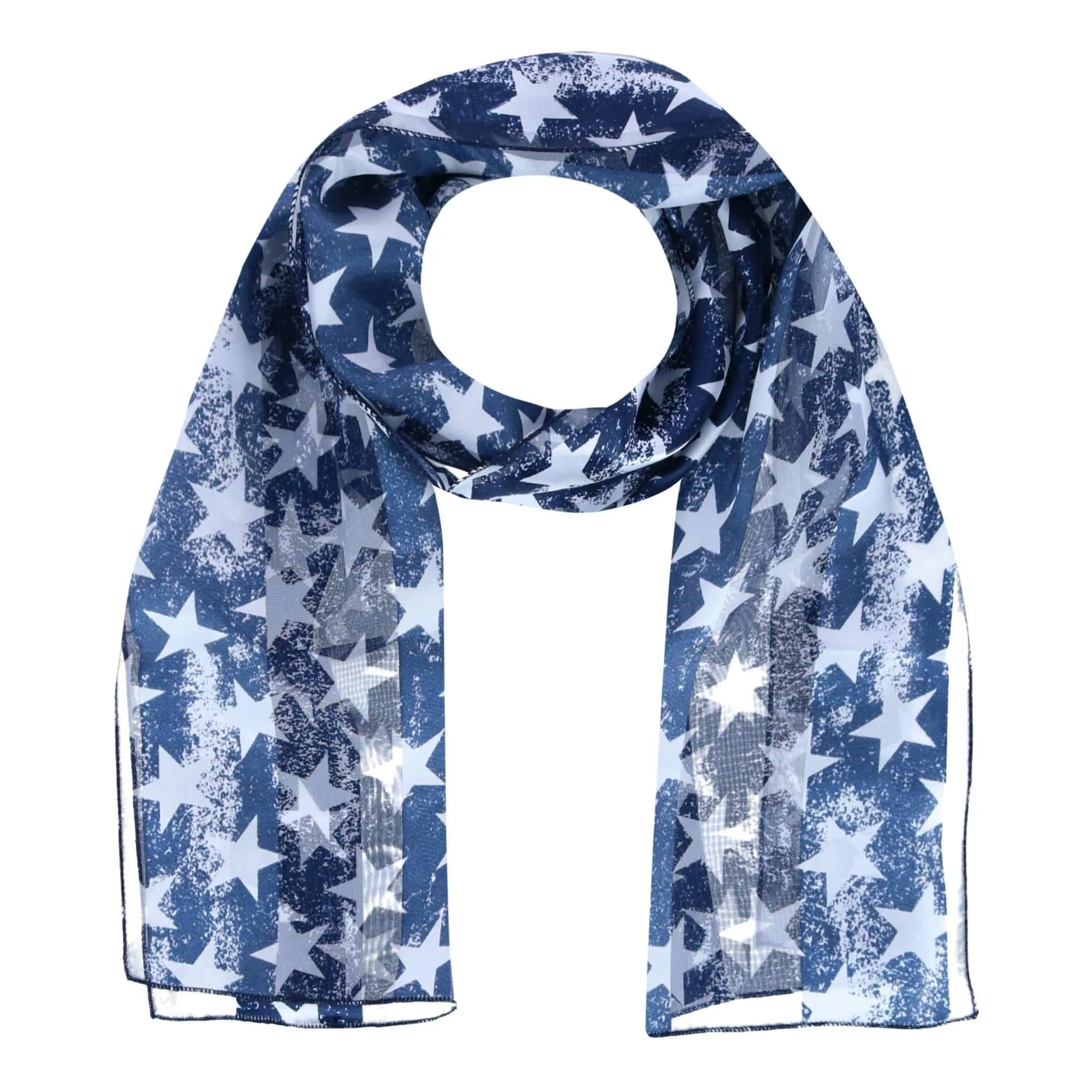 CTM® Women's Patriotic Star Print Lightweight Scarf