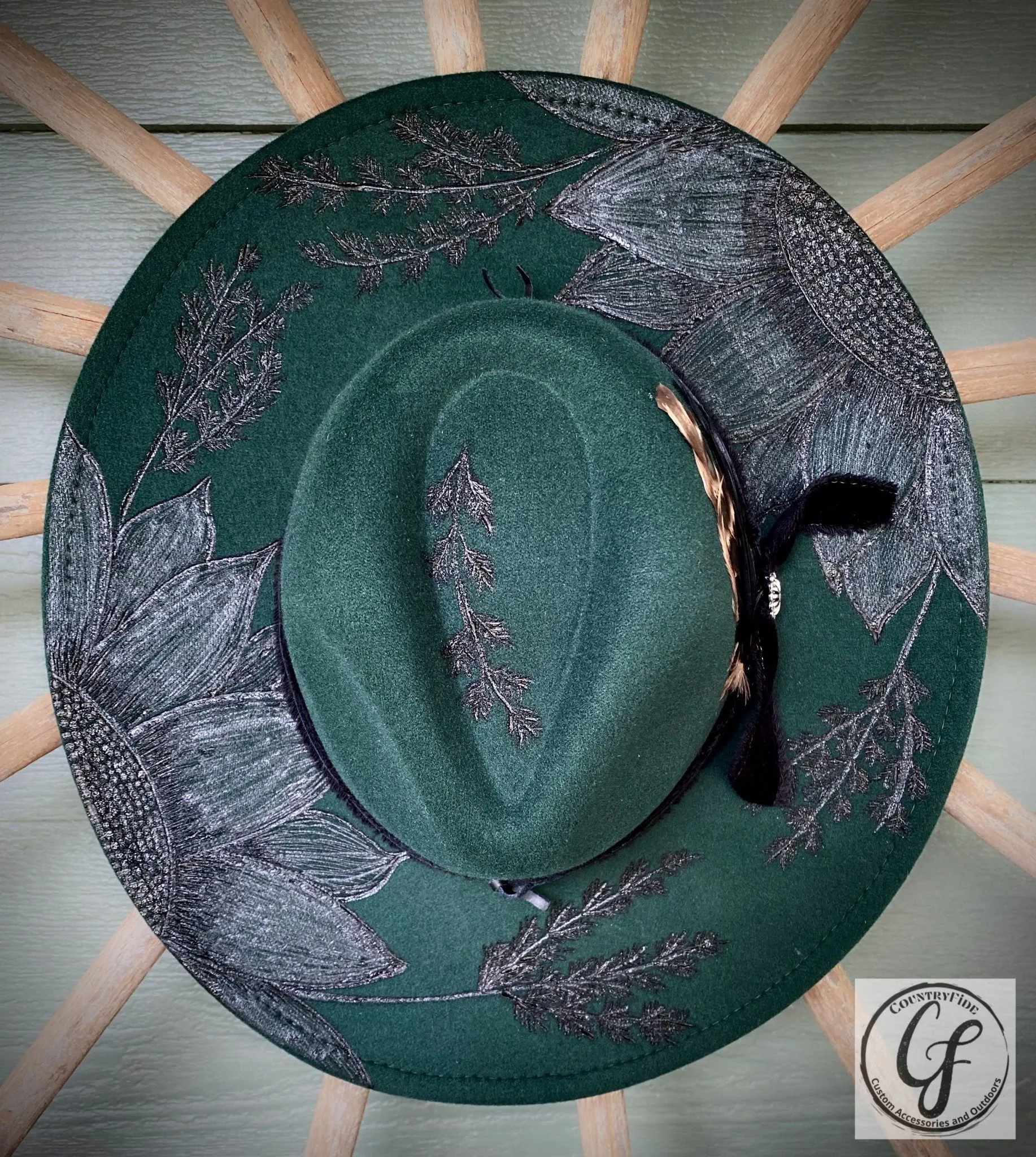 DARK GREEN SUNFLOWER FEDORA