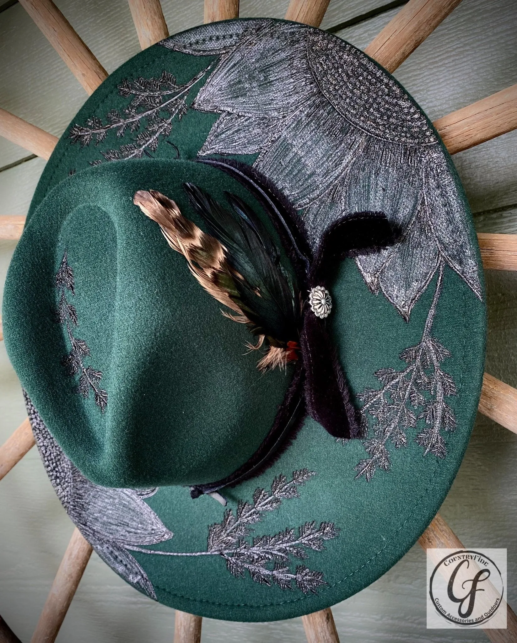 DARK GREEN SUNFLOWER FEDORA