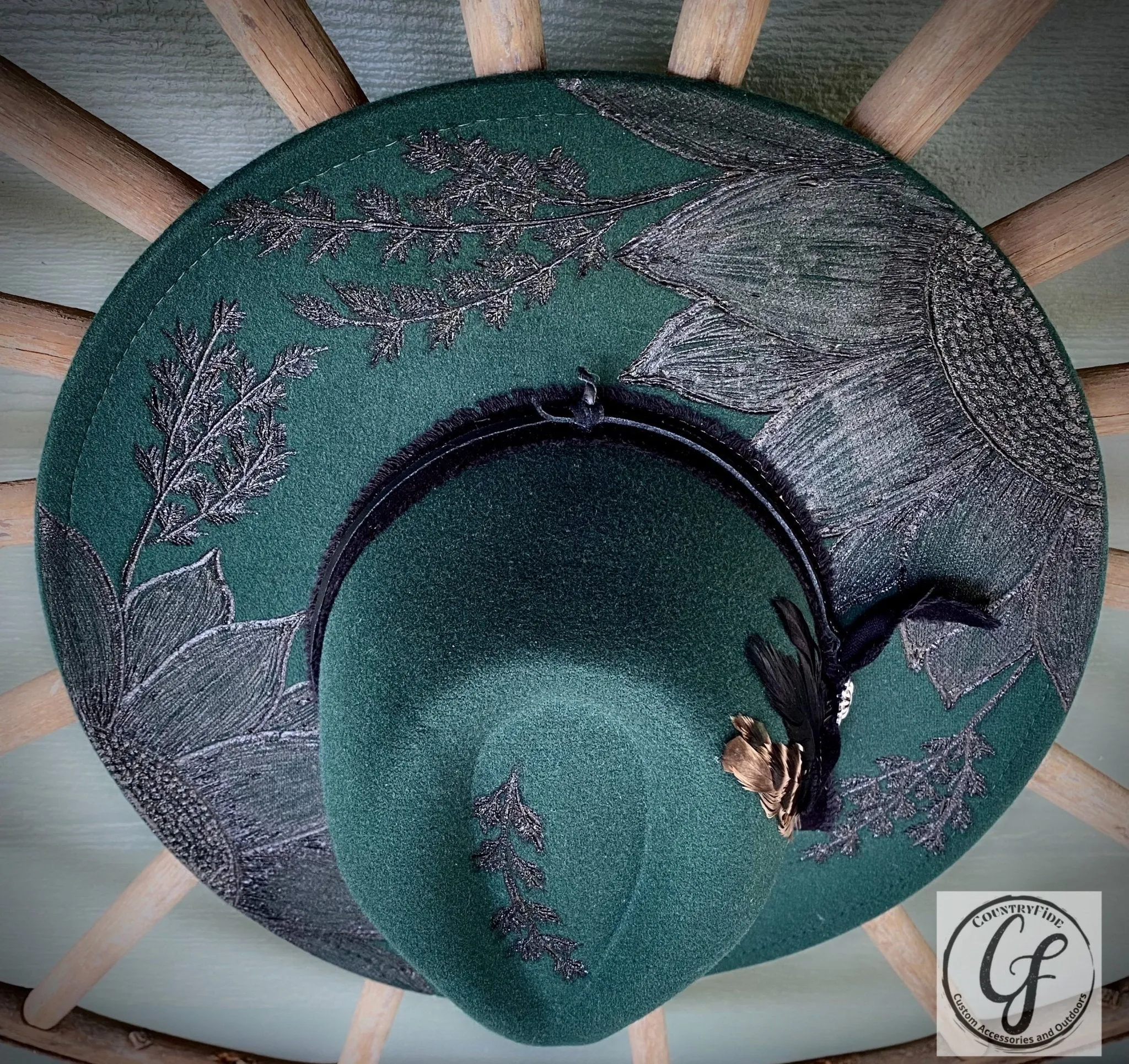 DARK GREEN SUNFLOWER FEDORA