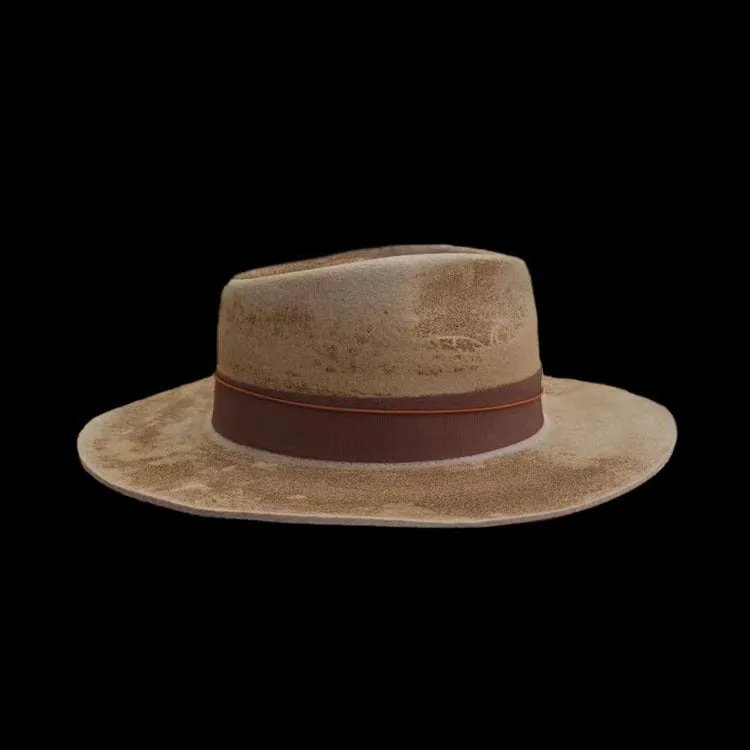 Distressed Dusty Trails Khaki Fedora