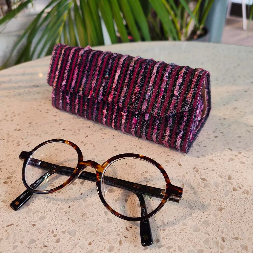 Donna Del Lago Foldable Glasses Case - Purple Stripe