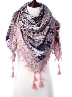 Ethnic Scarves Female Tassel Scarf Printed Wraps