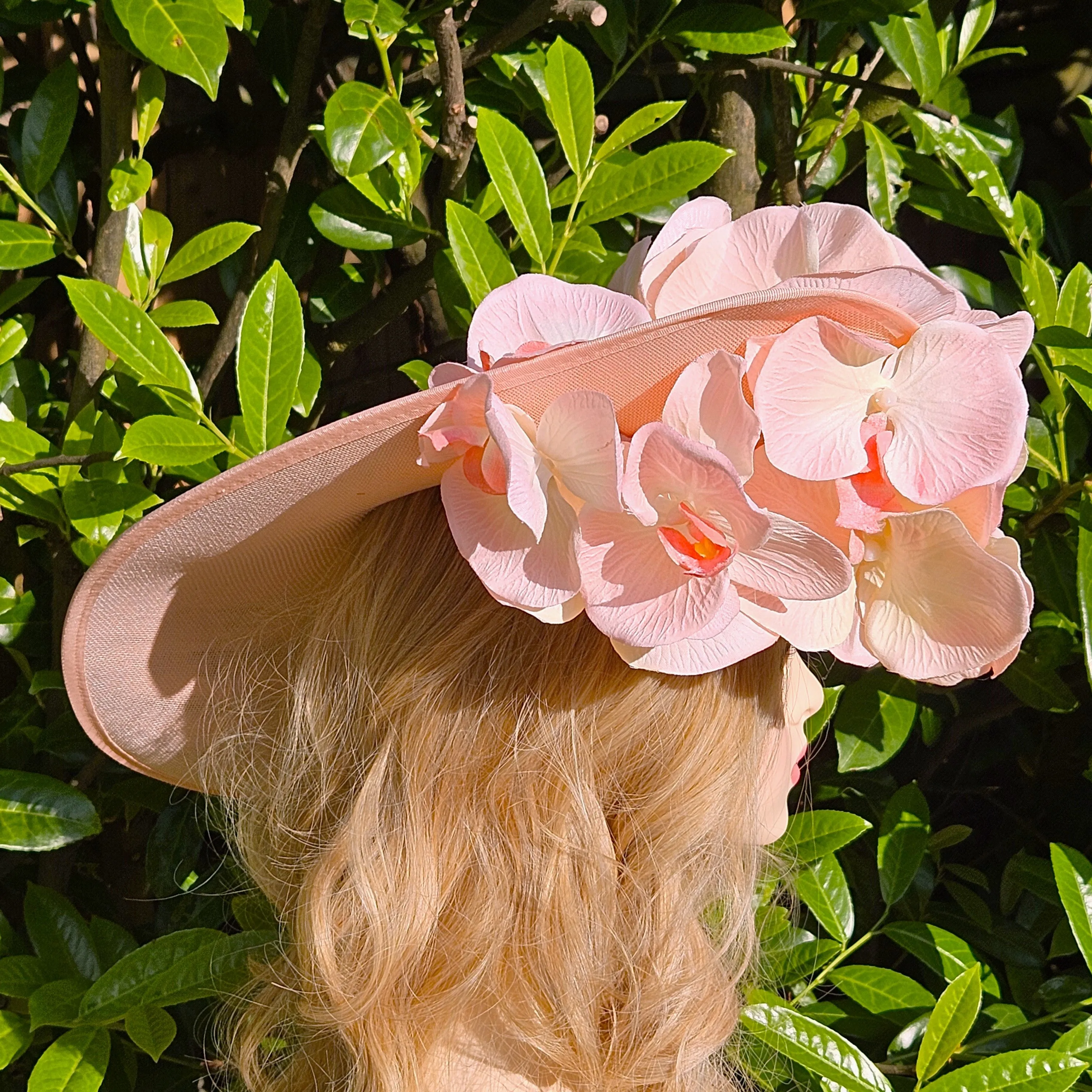 Extra Large Ascot Hat Pink Peach - Ladies Wedding Hats - Women's Occasion Hats for Racing - Ladies Day Hat