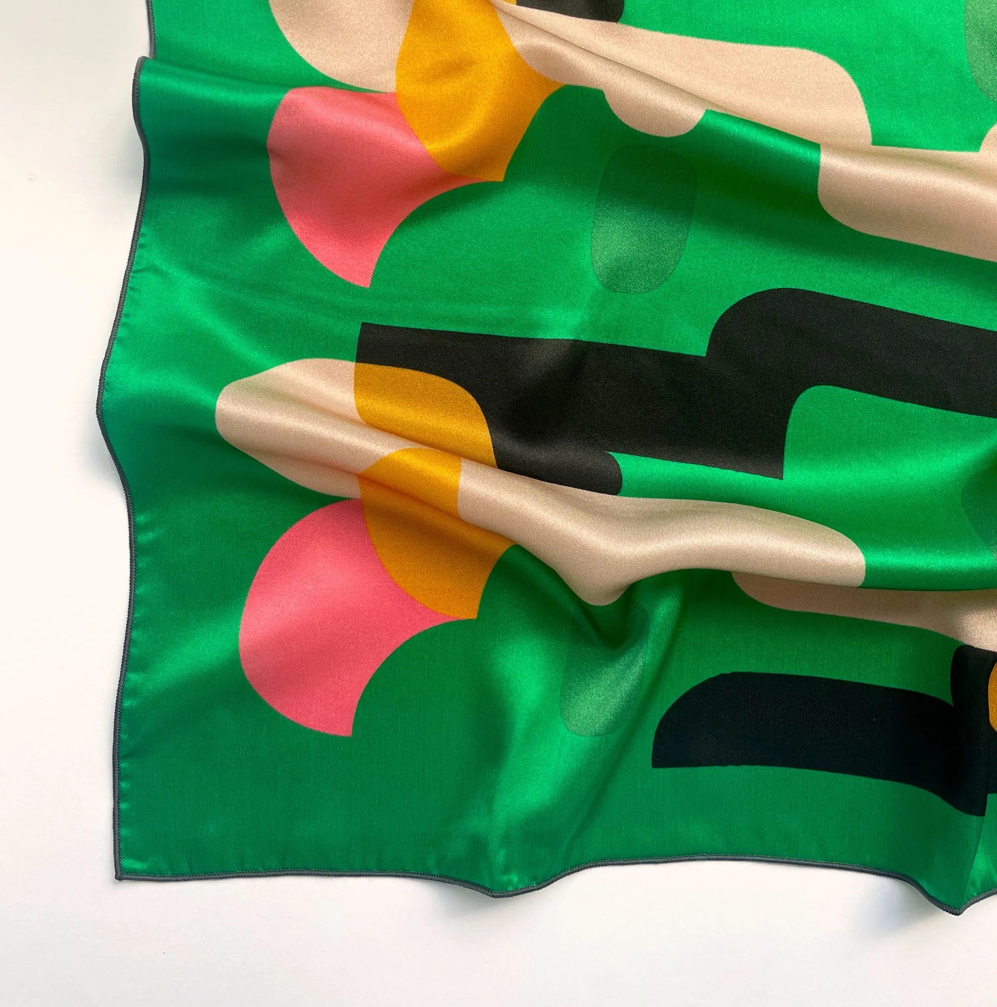 Green Meanies - 1960s style square silk scarf