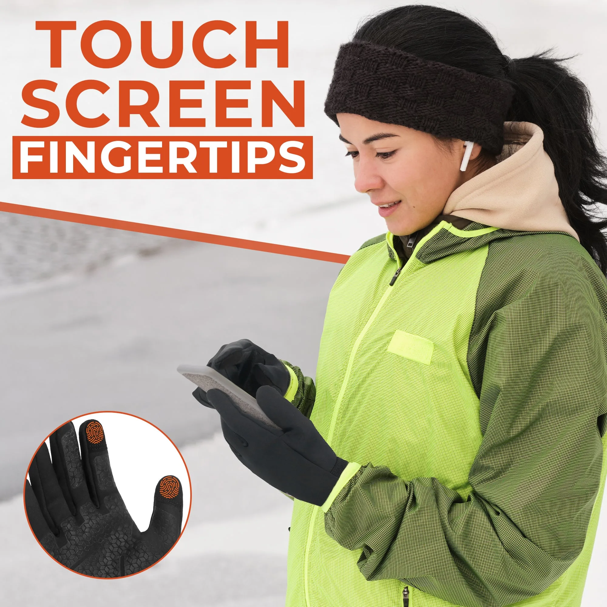 HANDLANDY Winter Running Gloves for Women & Men, Windproof Water-Resistant Thermal Touchscreen Liner Gloves for Cycling, Hiking, Driving, Freezer Work 8035