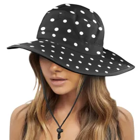 hex polkadot print black and white Wide Brim Bucket Hat