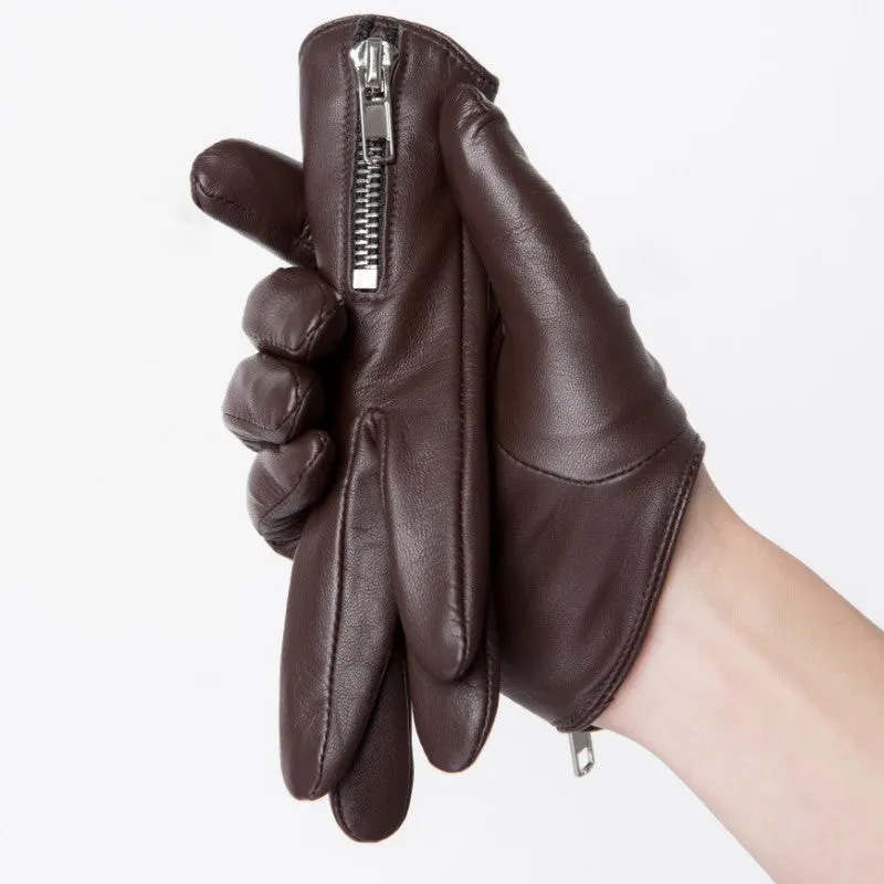 HighShine Men's Fashion Leather Gloves Tight with Zip