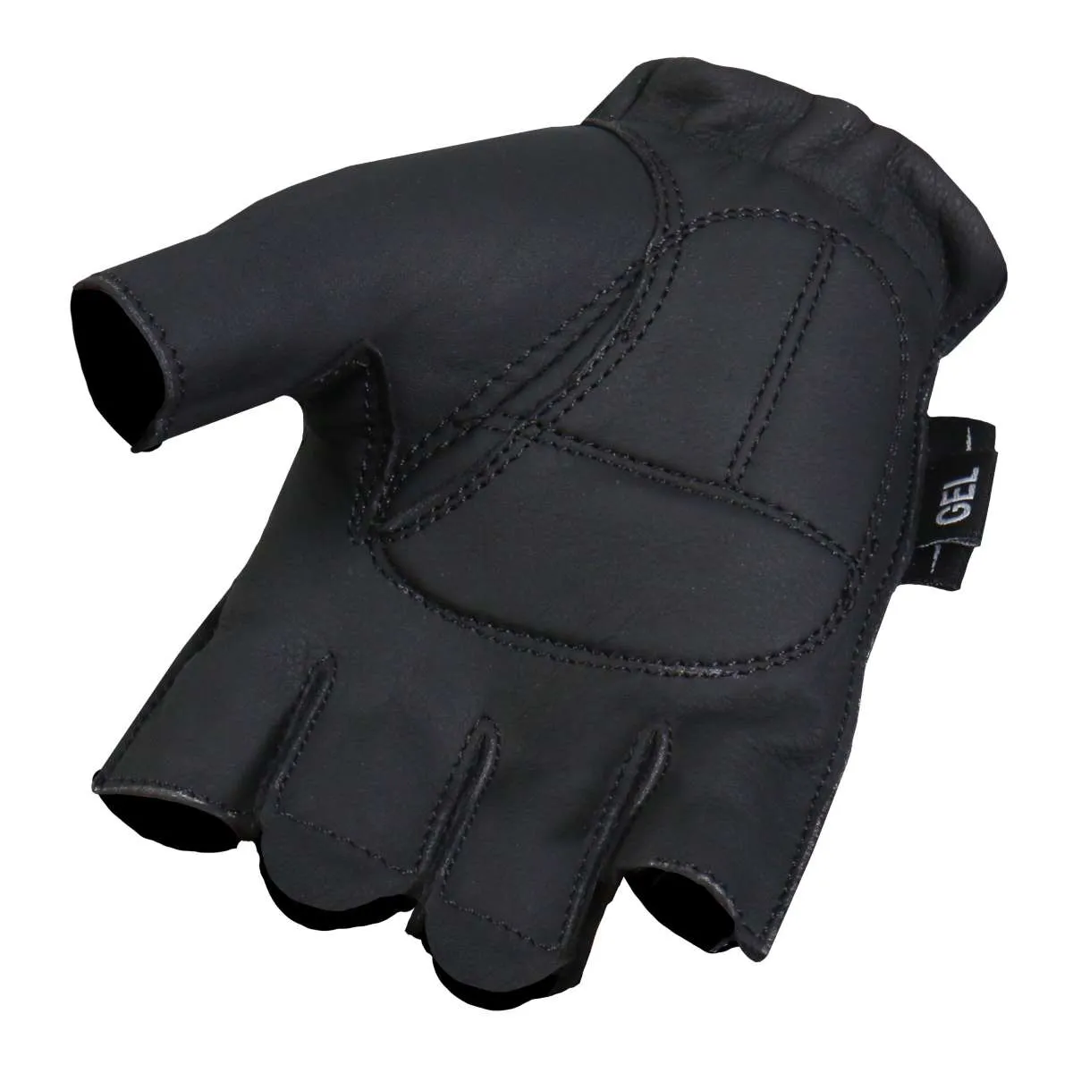 Hot Leathers Midnight Matte Fingerless Leather Gloves GVM1031