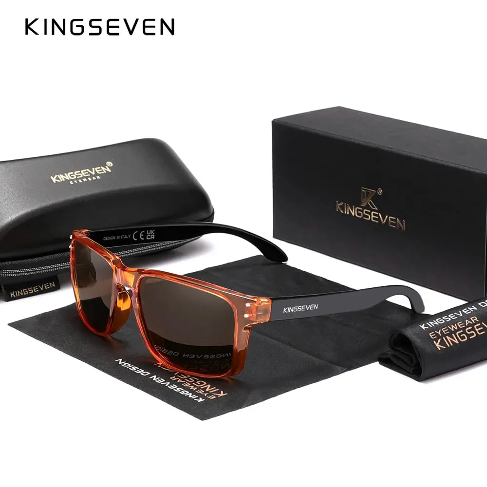 KINGSEVEN Brand Square Retro TR90 Polarized Sunglasses Women Men Carbon Fiber Pattern Design Outdoor Sports Eyewear