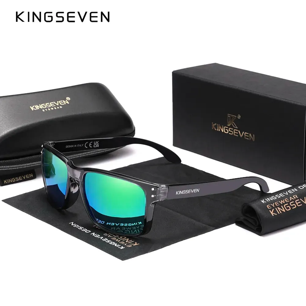 KINGSEVEN Brand Square Retro TR90 Polarized Sunglasses Women Men Carbon Fiber Pattern Design Outdoor Sports Eyewear