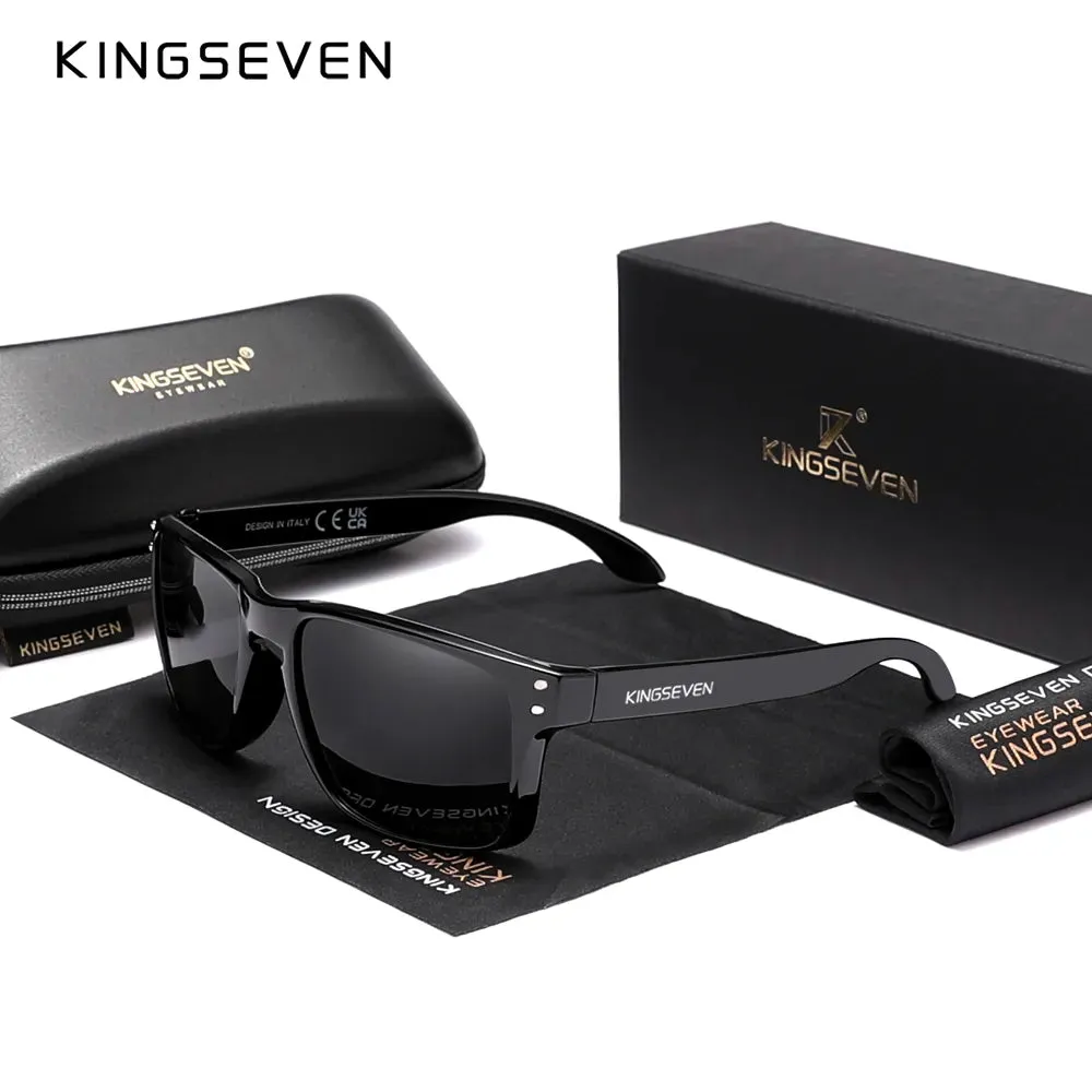 KINGSEVEN Brand Square Retro TR90 Polarized Sunglasses Women Men Carbon Fiber Pattern Design Outdoor Sports Eyewear