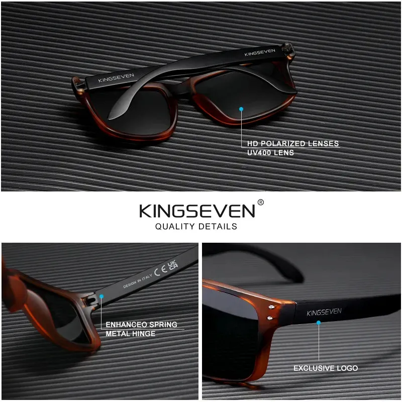 KINGSEVEN Brand Square Retro TR90 Polarized Sunglasses Women Men Carbon Fiber Pattern Design Outdoor Sports Eyewear