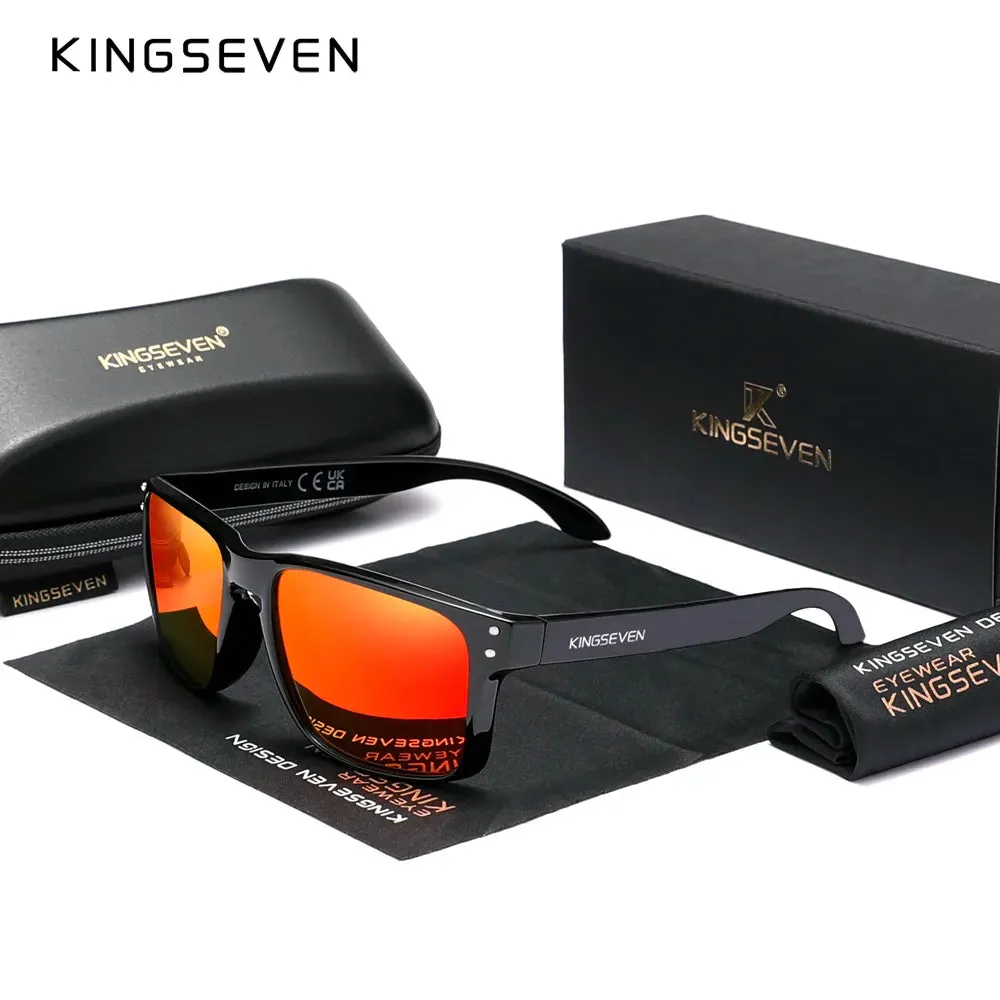 KINGSEVEN Brand Square Retro TR90 Polarized Sunglasses Women Men Carbon Fiber Pattern Design Outdoor Sports Eyewear