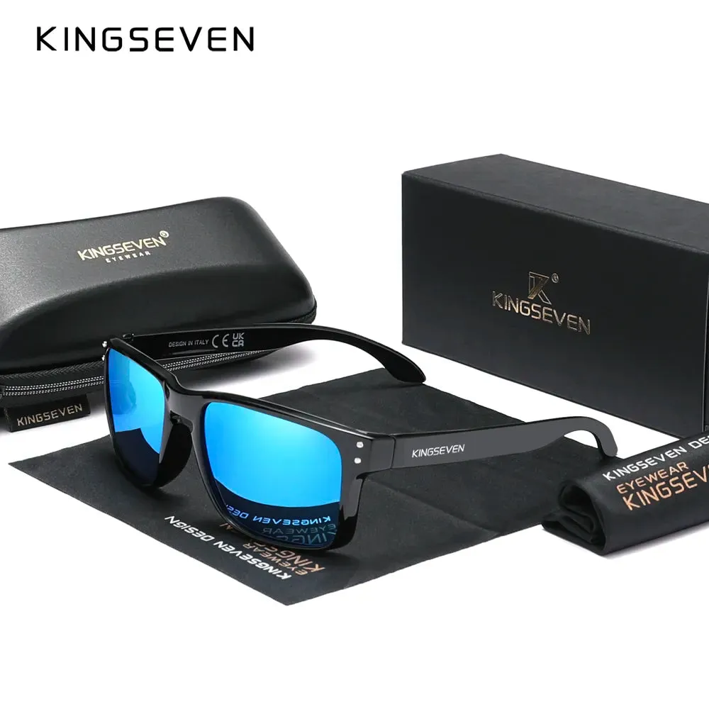 KINGSEVEN Brand Square Retro TR90 Polarized Sunglasses Women Men Carbon Fiber Pattern Design Outdoor Sports Eyewear