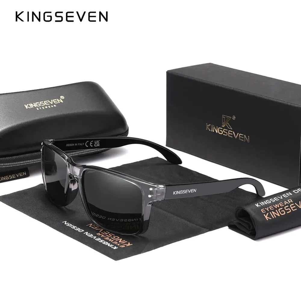 KINGSEVEN Brand Square Retro TR90 Polarized Sunglasses Women Men Carbon Fiber Pattern Design Outdoor Sports Eyewear