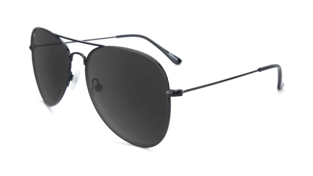 Knockaround Mile Highs Black Metallic Frame - Black Smoke Lens - Polarized Sunglasses