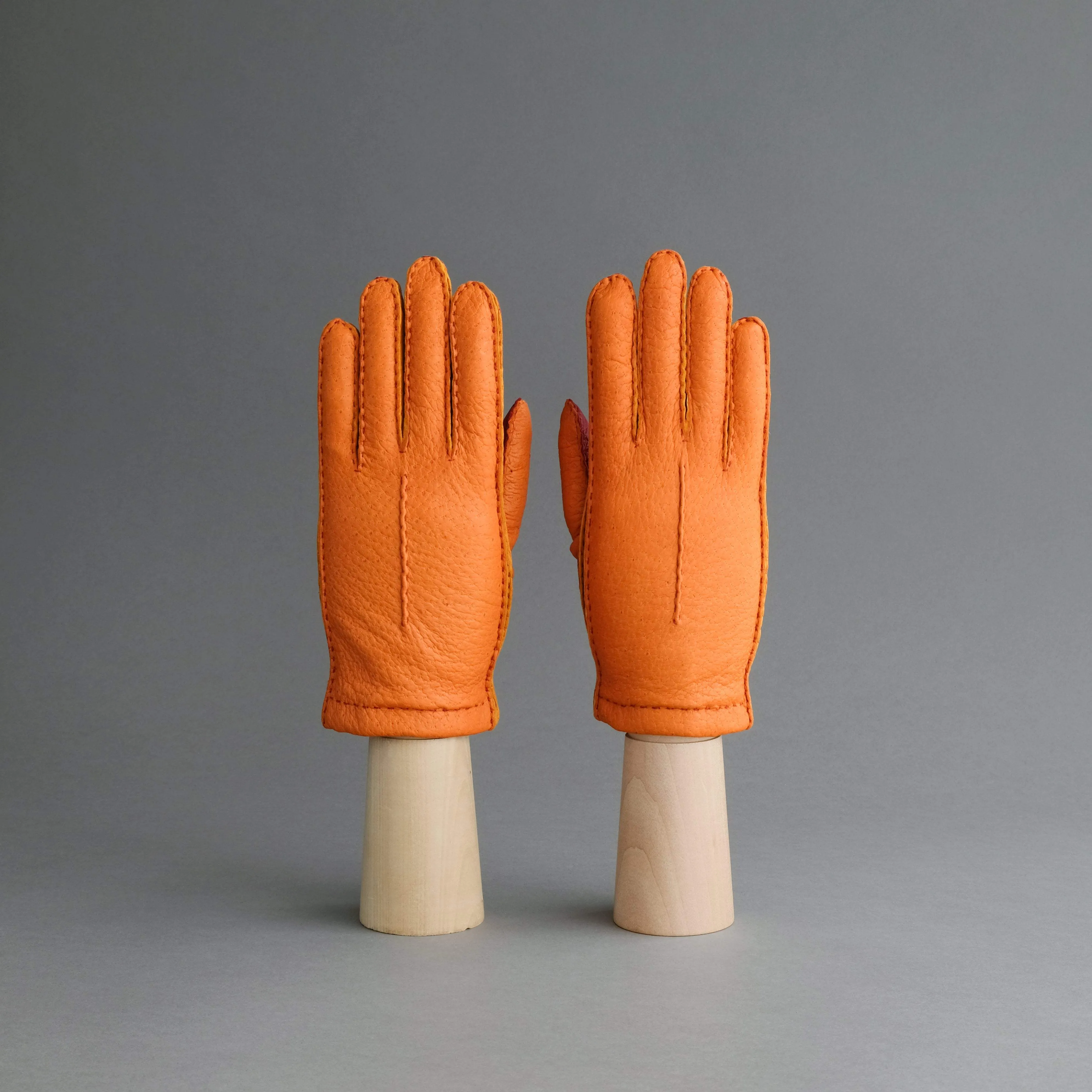 Ladies Gloves from Orange, Red and Yellow Peccary