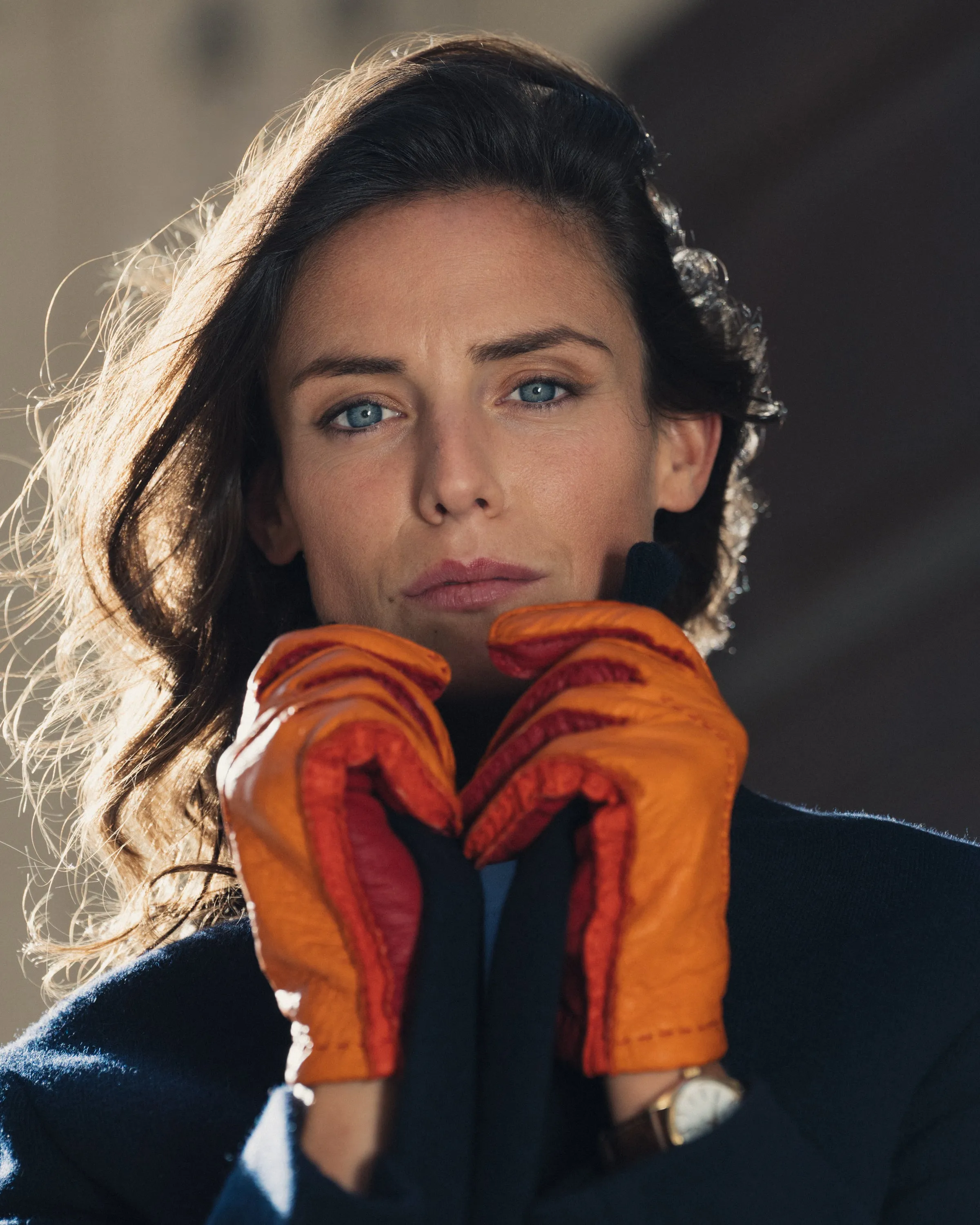 Ladies Gloves from Orange, Red and Yellow Peccary