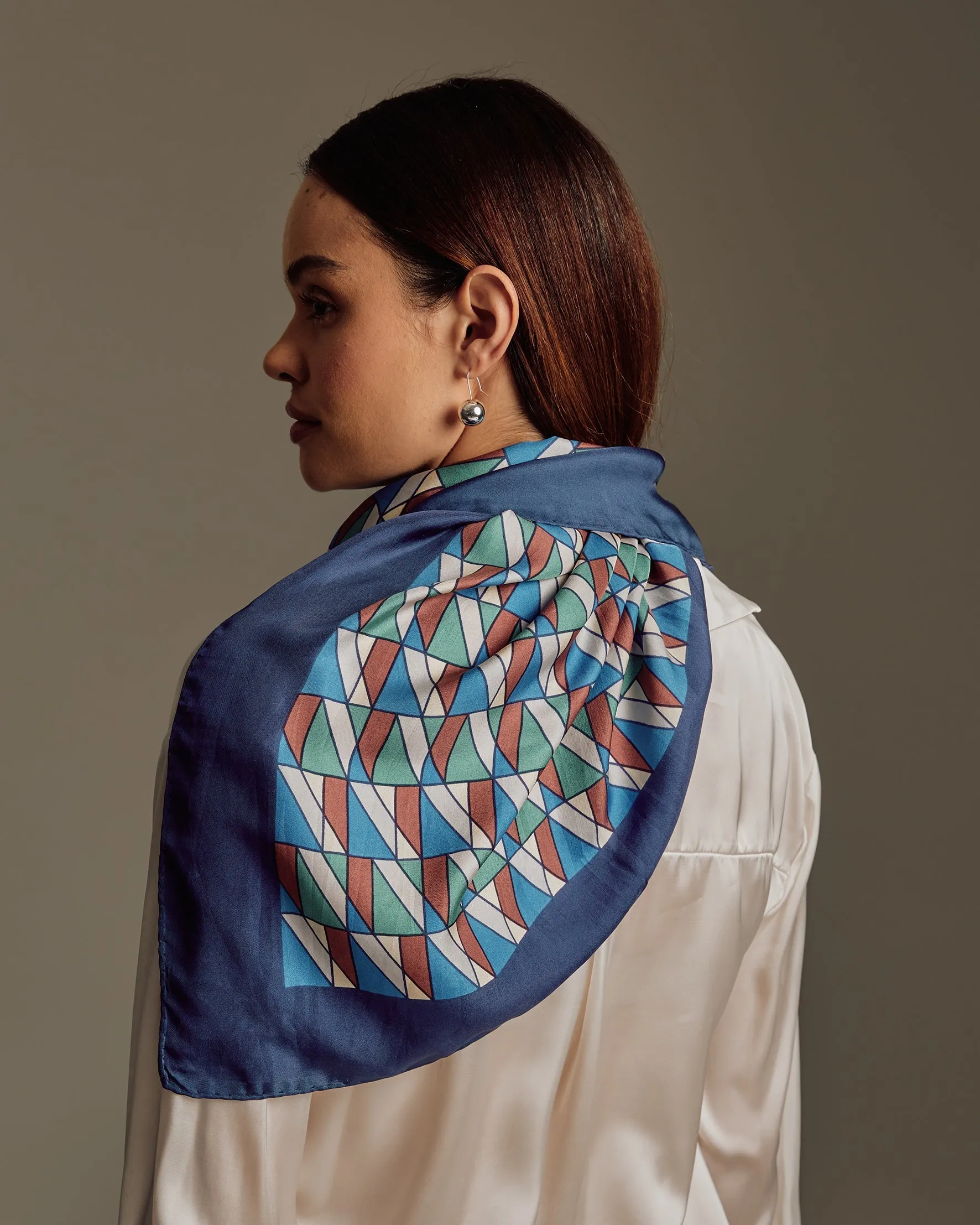 Lattice Printed Silk Square Scarf