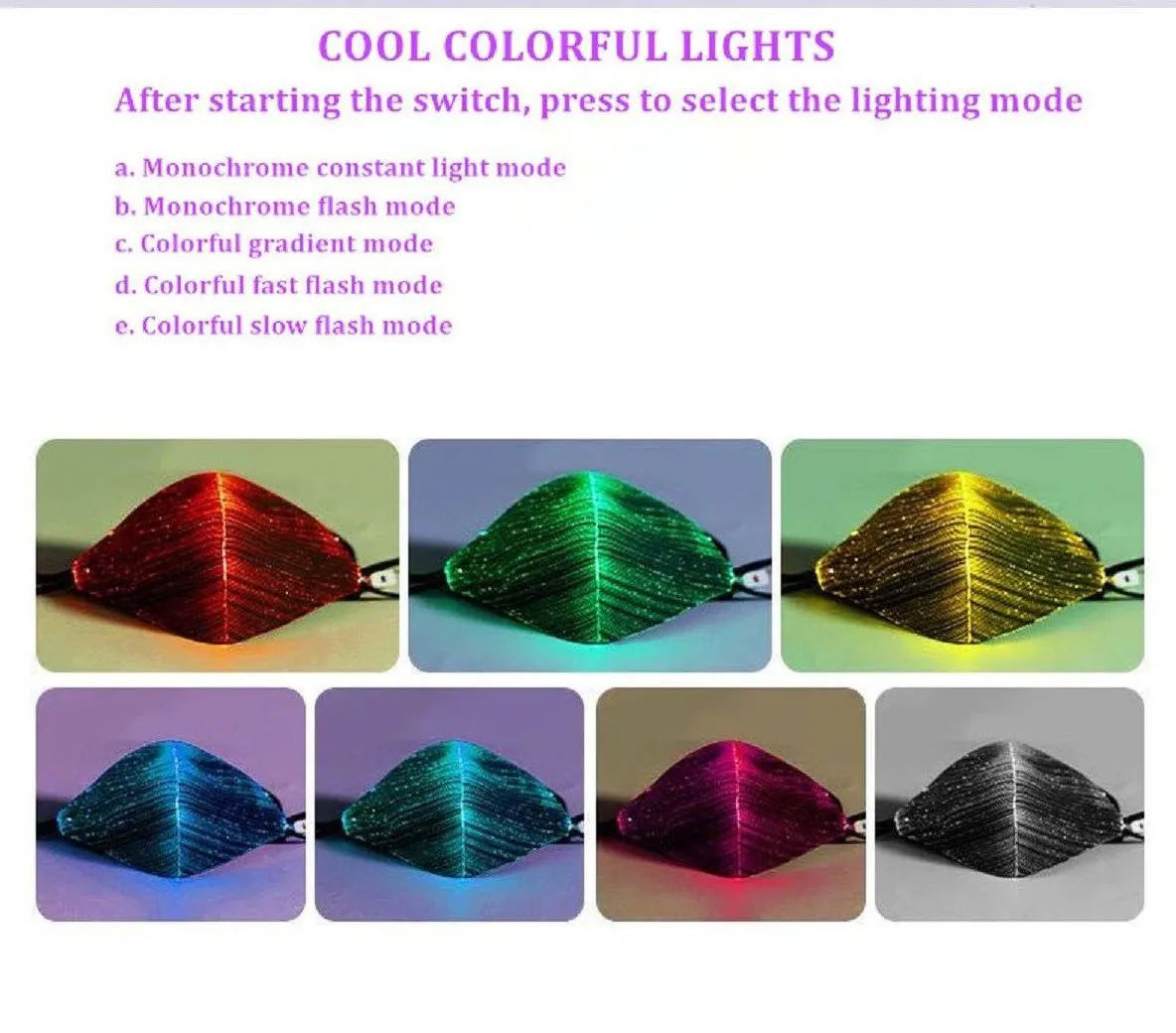 LED Light-Up Glow Mask -With 7 Color Glow Mode!