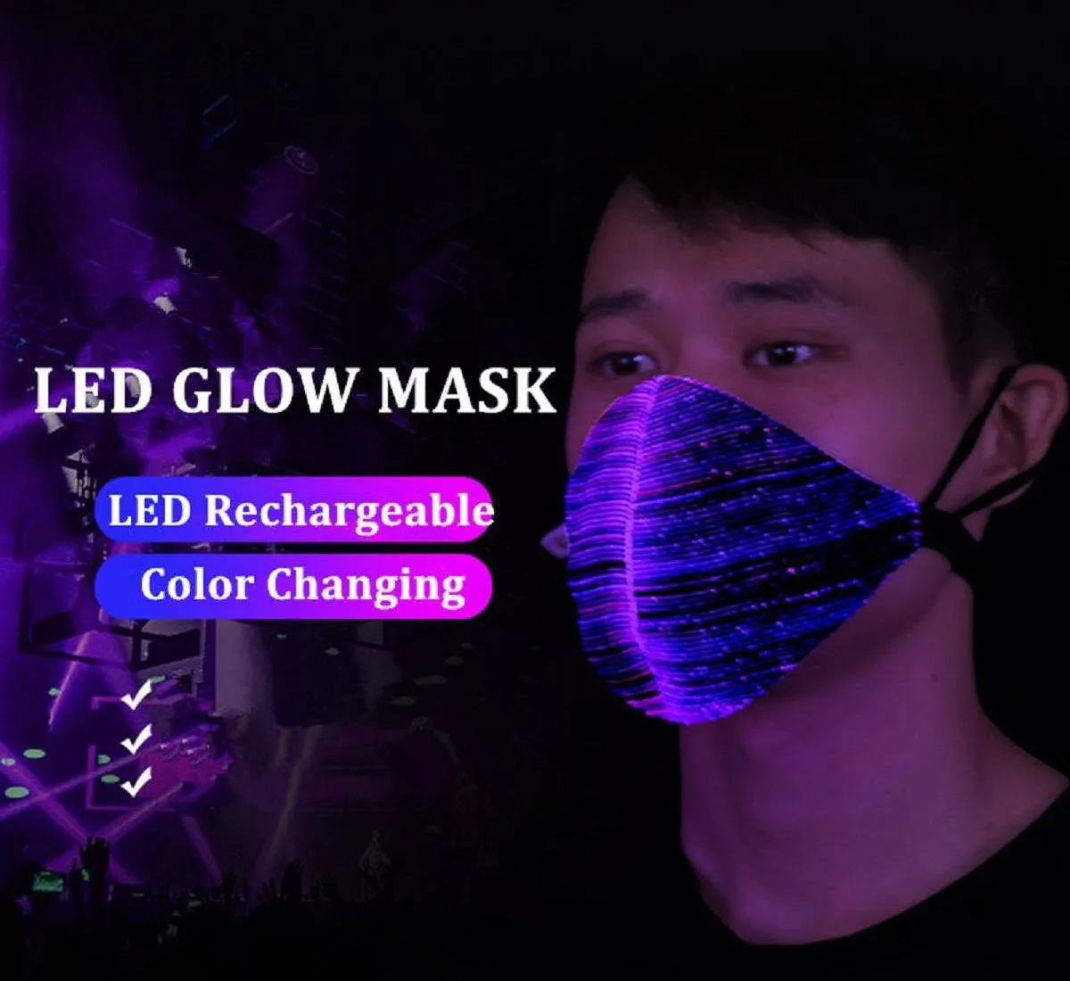 LED Light-Up Glow Mask -With 7 Color Glow Mode!