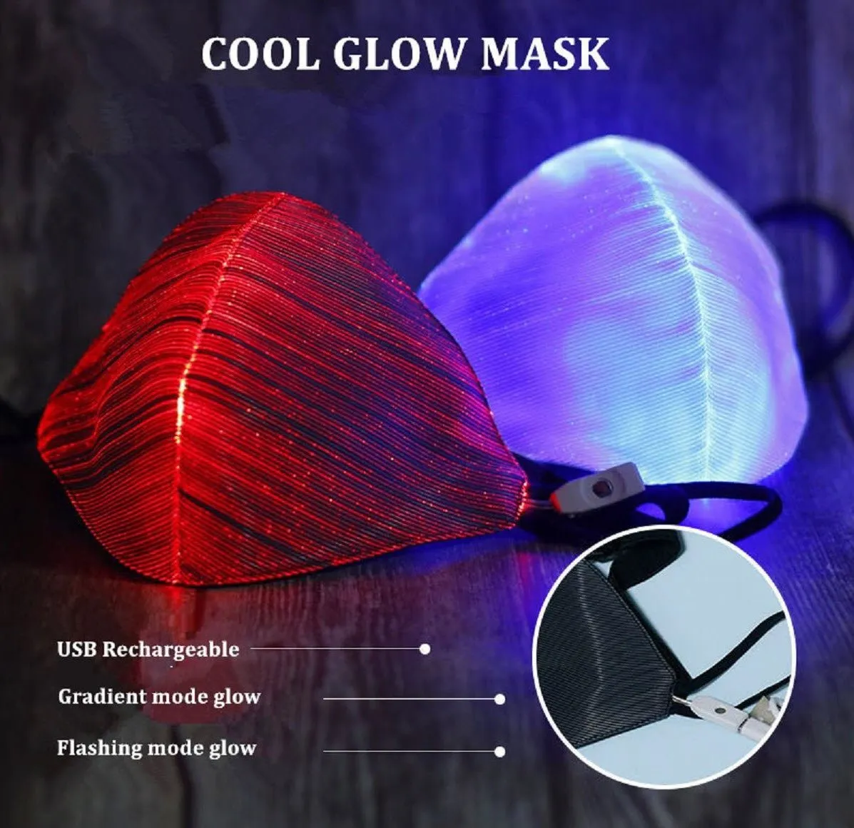 LED Light-Up Glow Mask -With 7 Color Glow Mode!