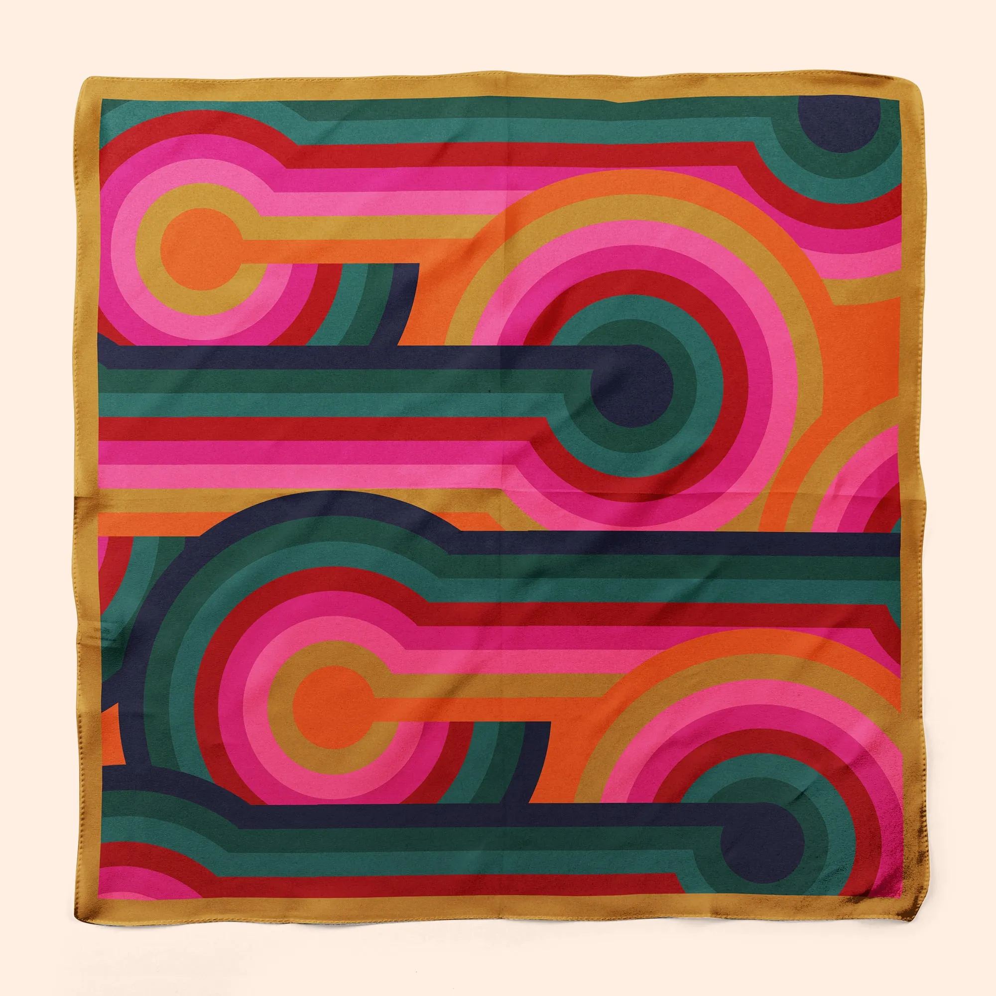 Lolly - colorful geometric retro square silk charmeuse scarf