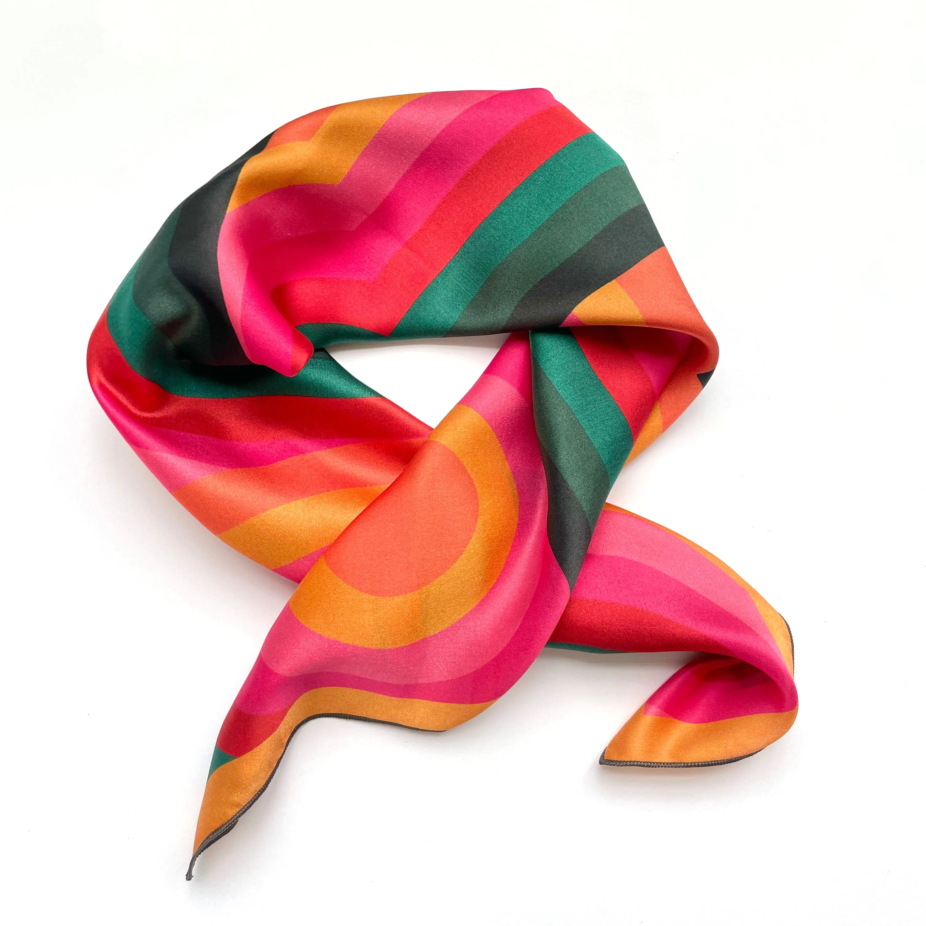 Lolly - colorful geometric retro square silk charmeuse scarf